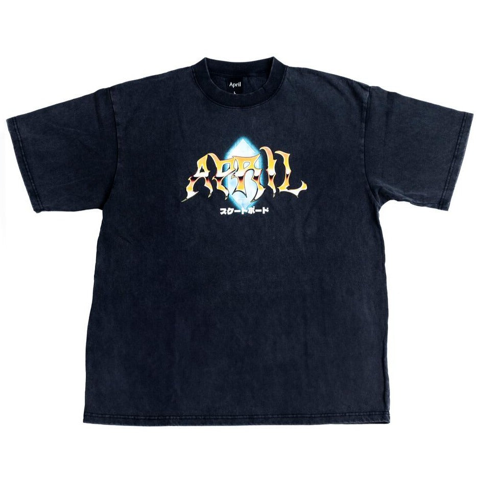 Washed Black April Skateboarding T-Shirt