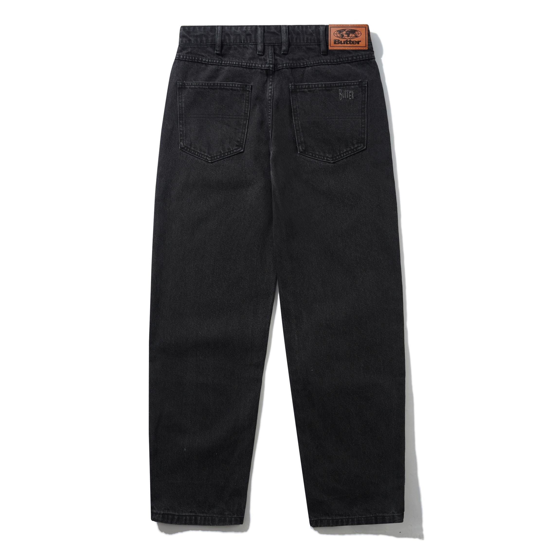 Washed black Butter Goods straight leg skate jeans back