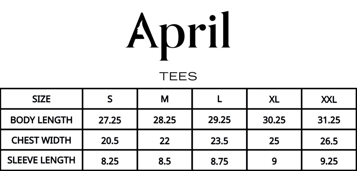 April Skateboards T-shirt Sizing