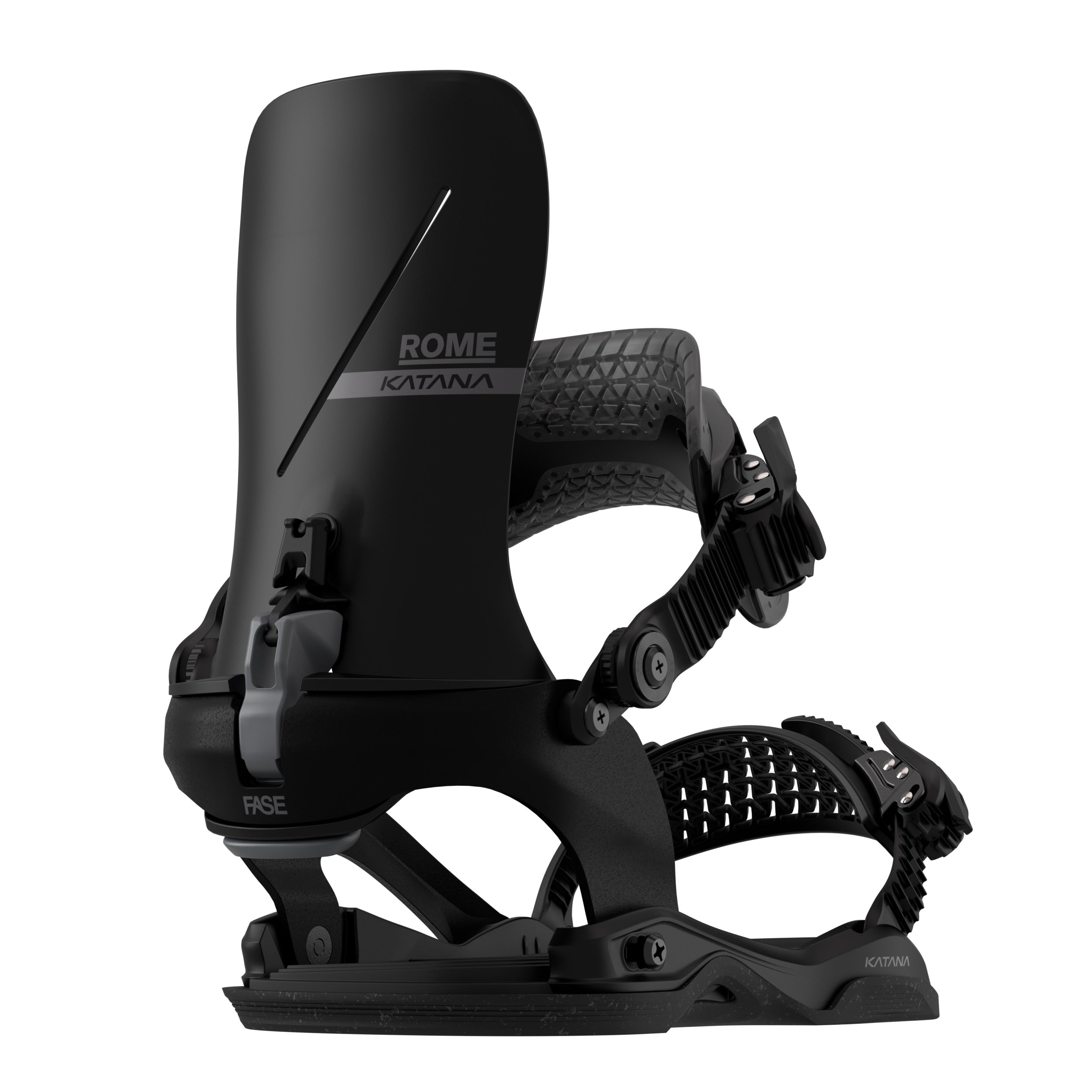 Black 2027 Rome Katana Fase fast entry bindings with grey accents