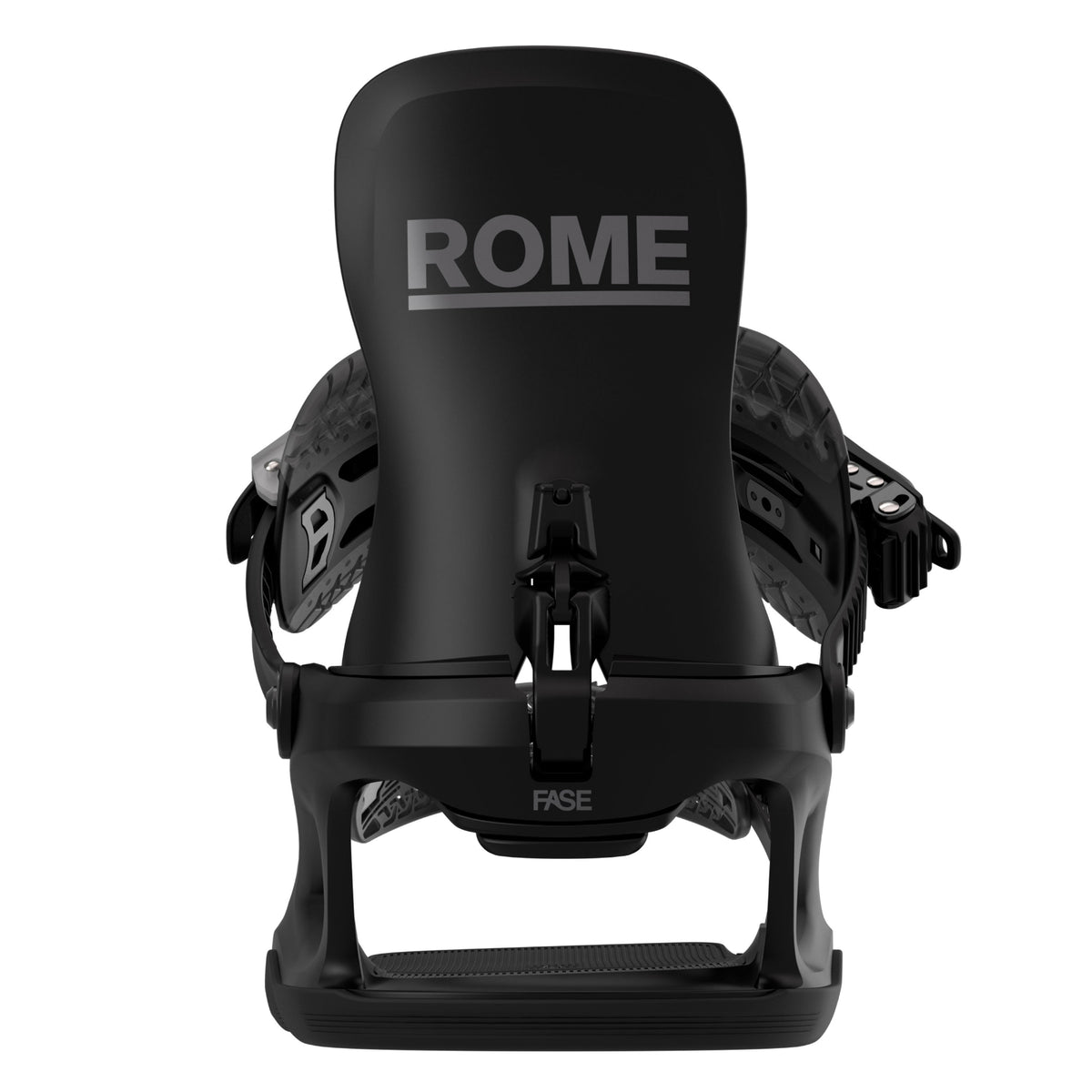 2027 Black Volt Fase snowboard binding front view back view