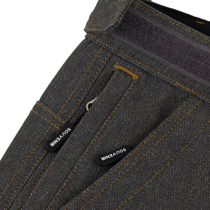 Faded Grey 3 Ply Denim Souvenir Snow Pants Detail