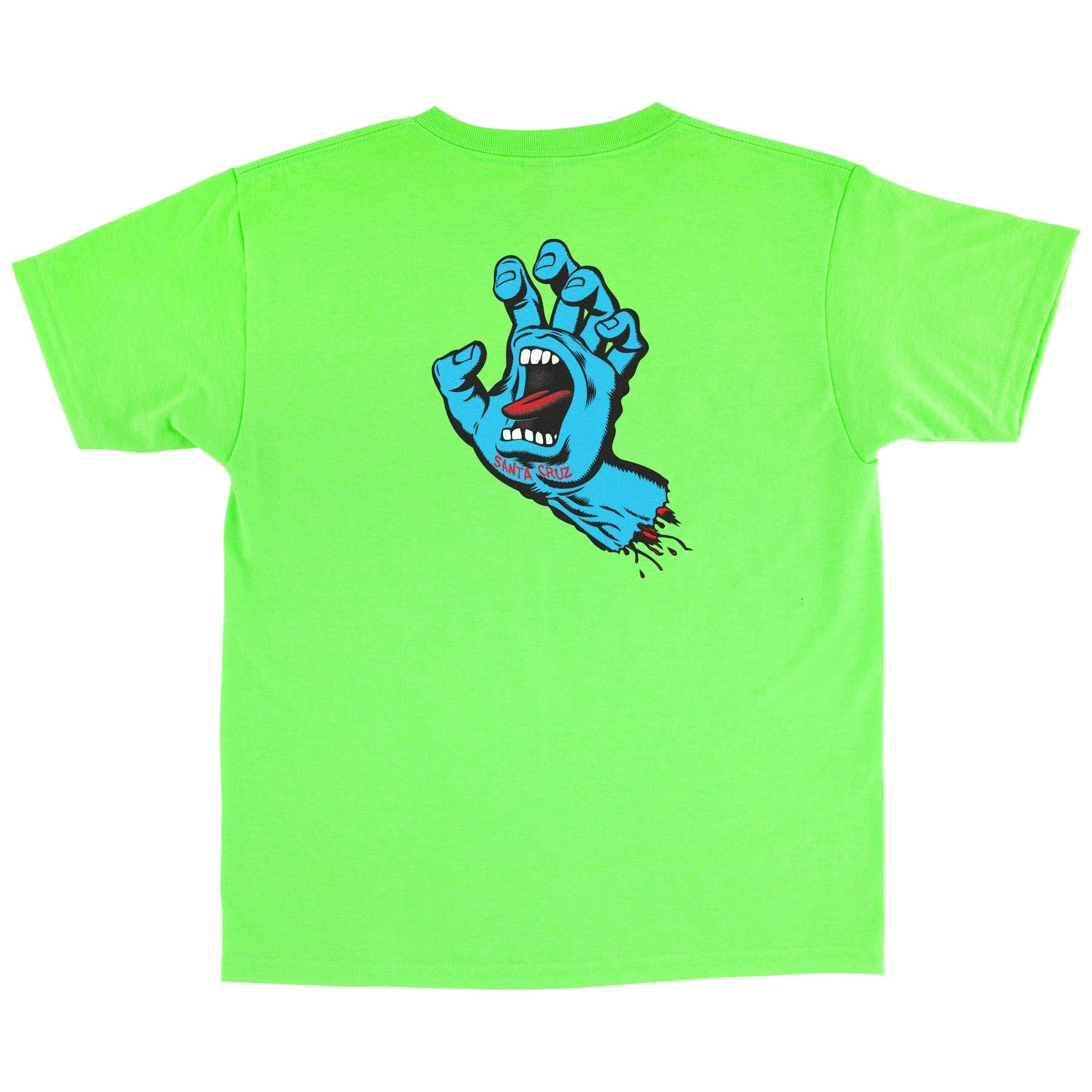 Neon Green Youth Screaming Hand Santa Cruz Tee Back