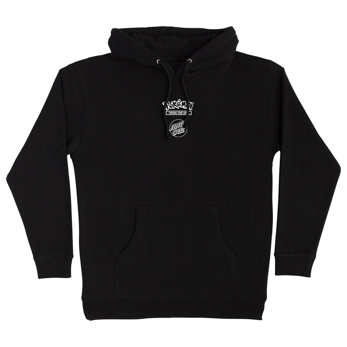 Black hoodie with a Santa Cruz x Pokémon TCG logo on the chest