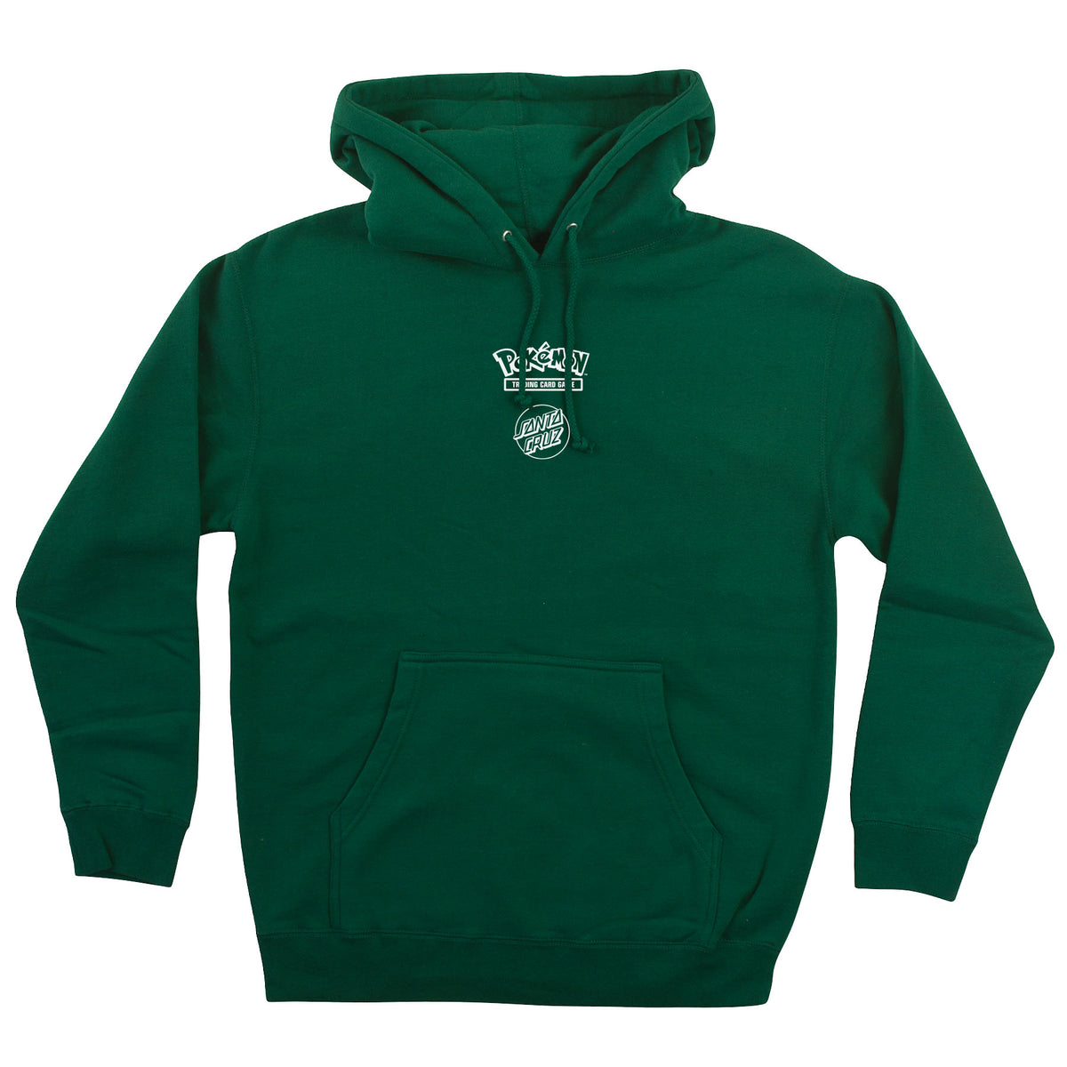 Green hoodie with a Cruz X Pokémon TCG logo on the chest against a white background