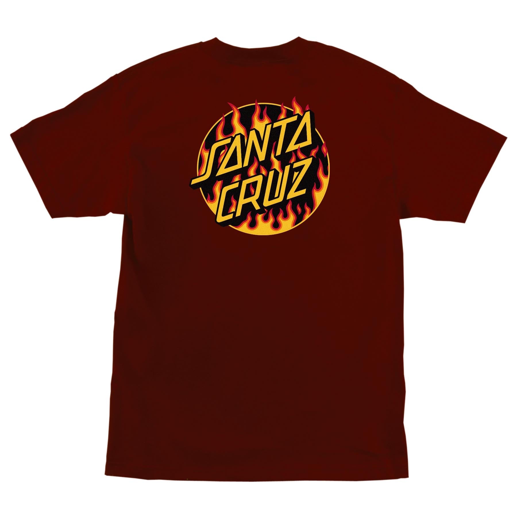 Burgundy Thrasher Flame Dot Santa Cruz T-Shirt Back