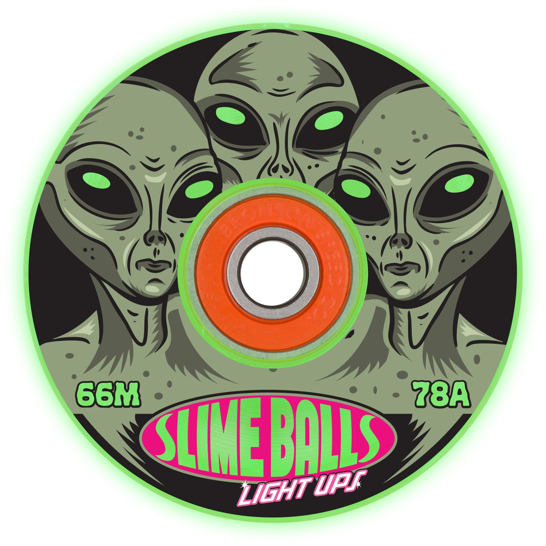 Slime Balls 78a Friends of Planet 9 Glow In The Dark Light Ups Skateboard Wheels