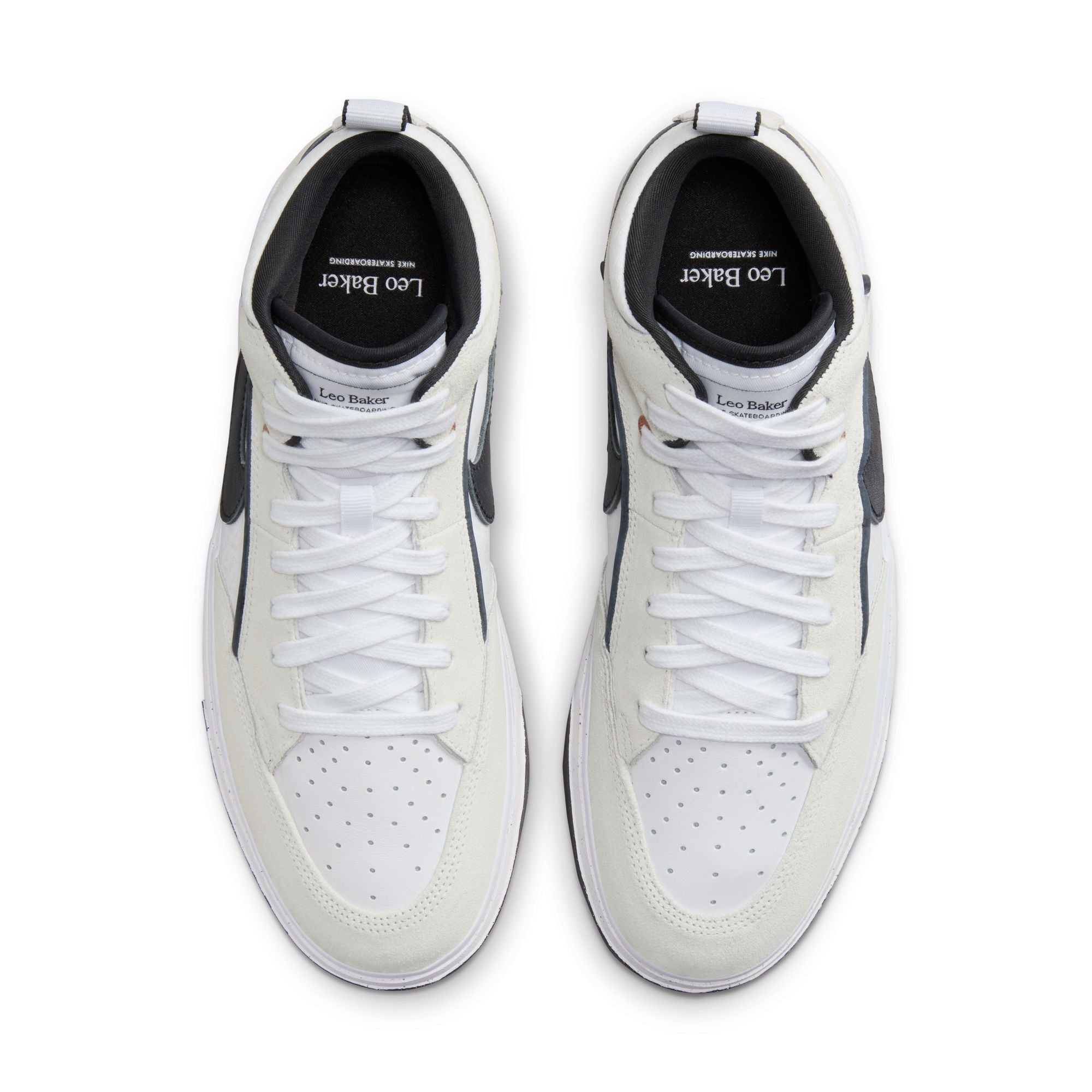 White/Black Leo Baker React Nike SB Skate Shoe Top