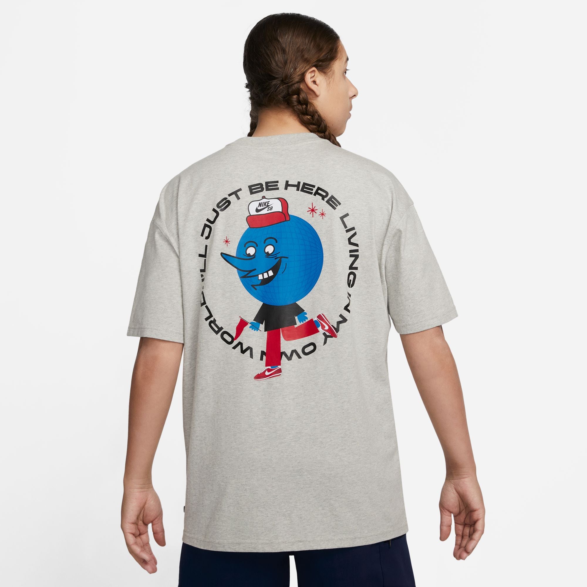 Grey Heather Globe Guy Nike SB T-Shirt Back