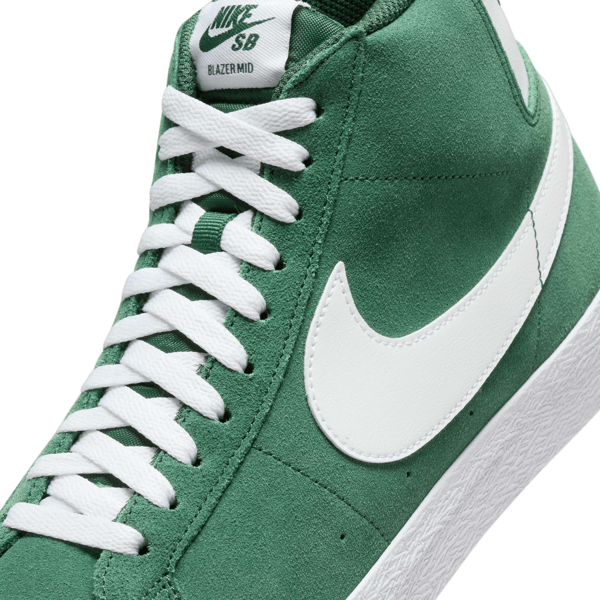 Fir/White Nike SB Blazer Mid Skateboard Shoe Detail