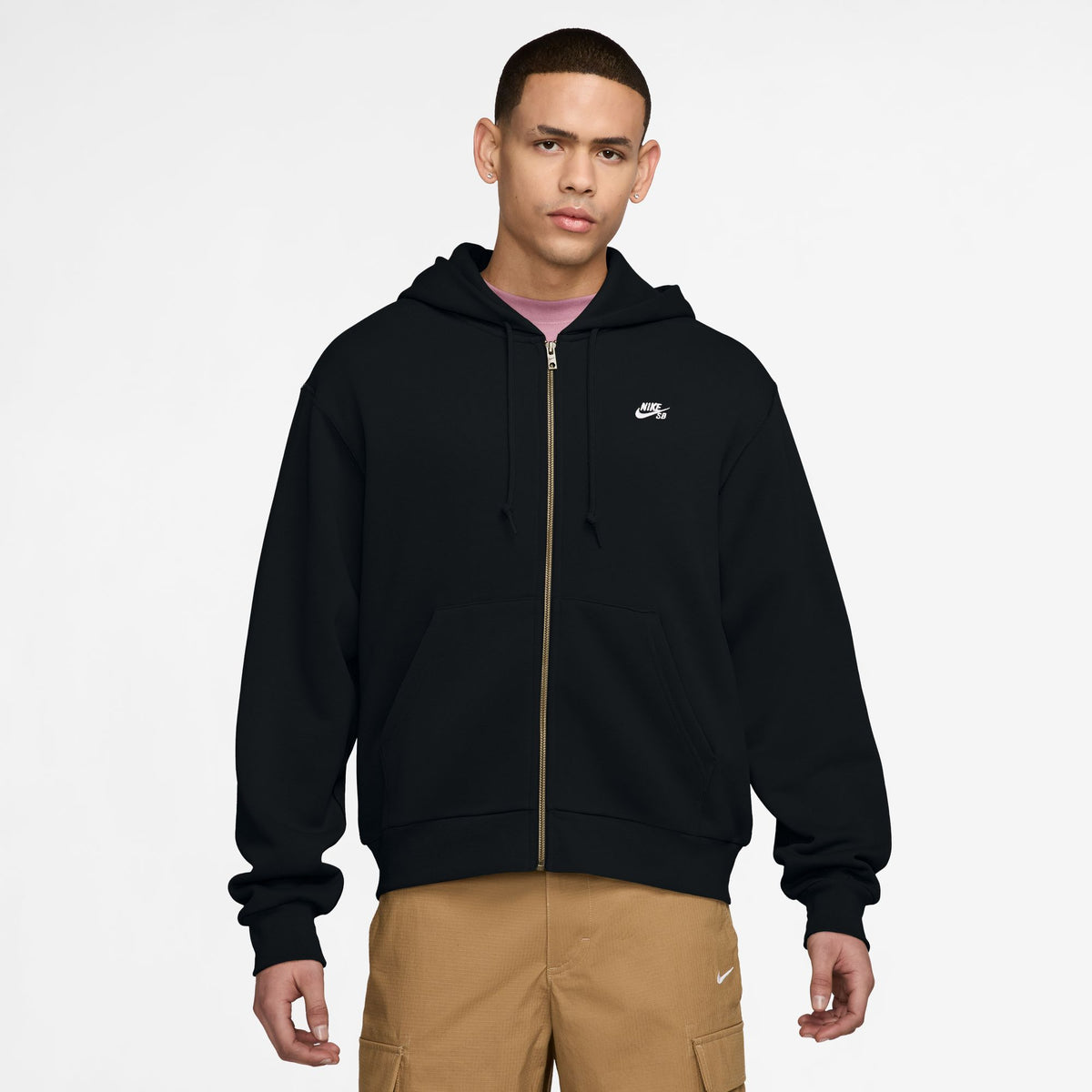 Nike SB Full Zip Fleece Skate Hoodie - Black/White