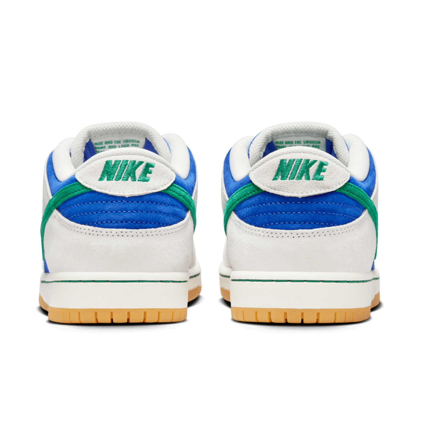 Phantom/Malachite Dunk Low Pro Nike SB skate shoe back