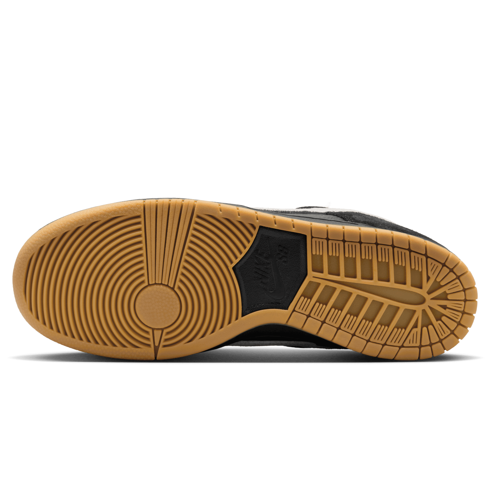 Black/Gum Dunk Low Pro Nike SB Skate Shoe Bottom