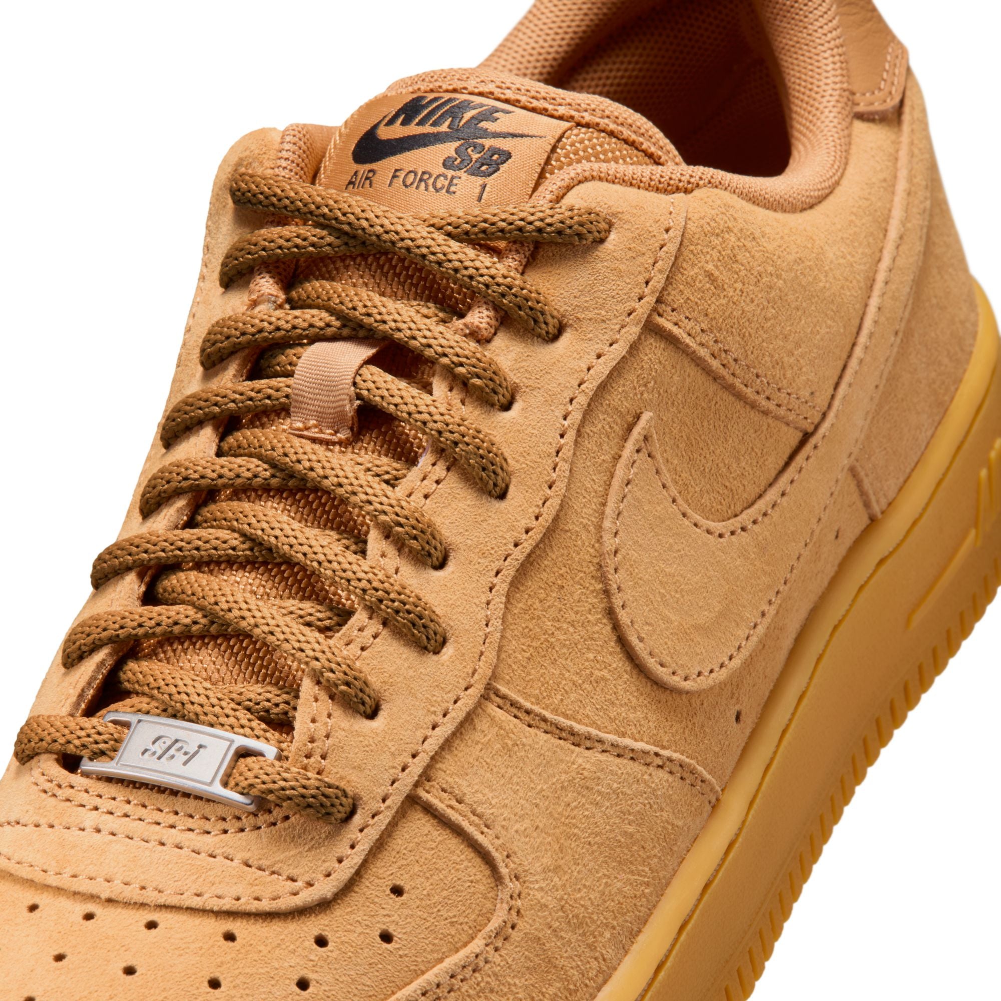 Flax Brown AF1 Nike SB Skate Shoe Detail