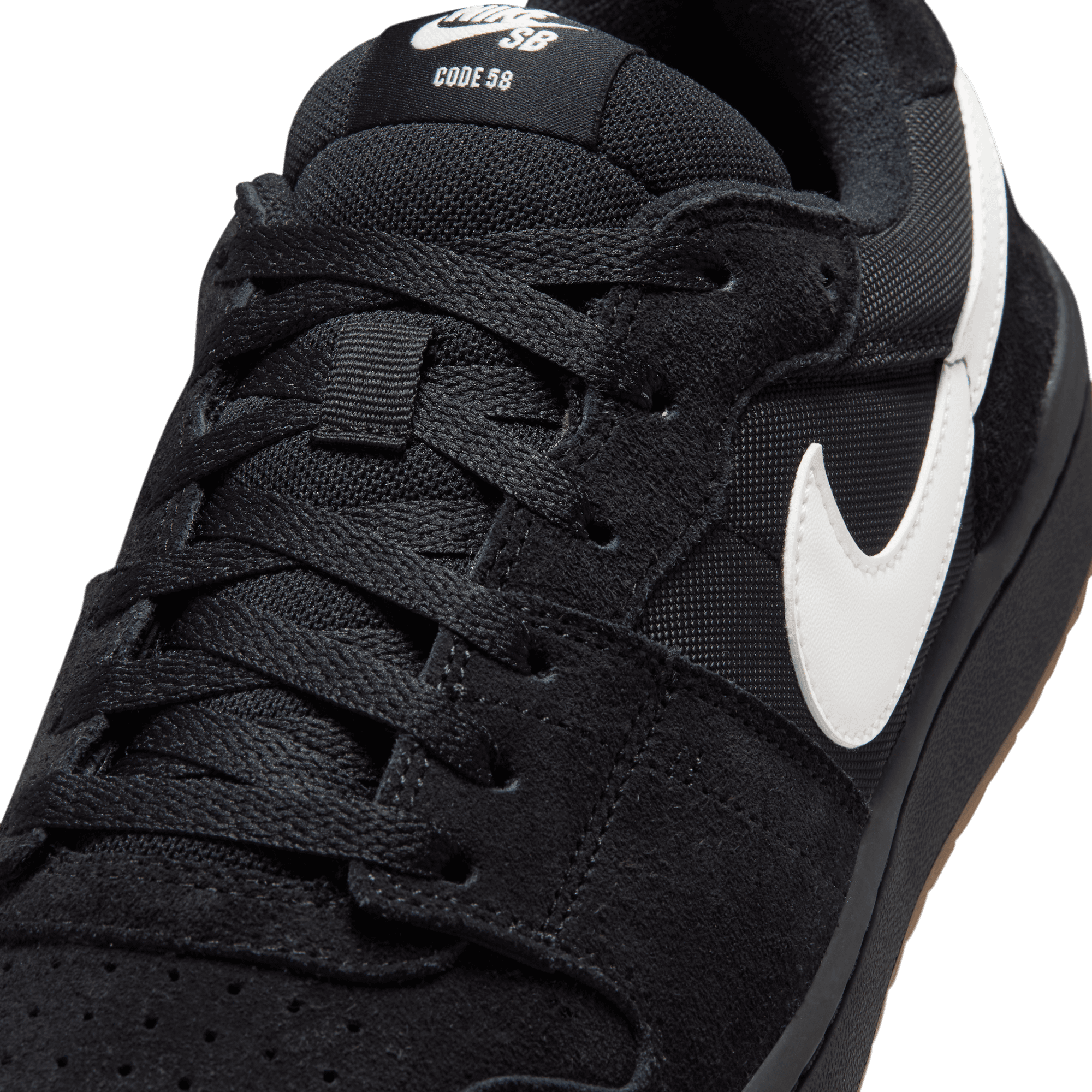 Black/Gum Code 58 Nike SB Skate Shoe Detail