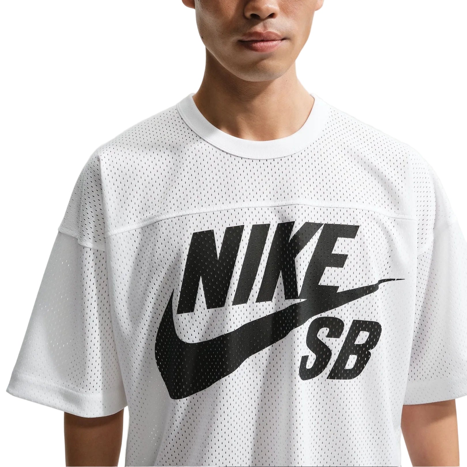 White Mesh Nike SB Football Jersey Detail
