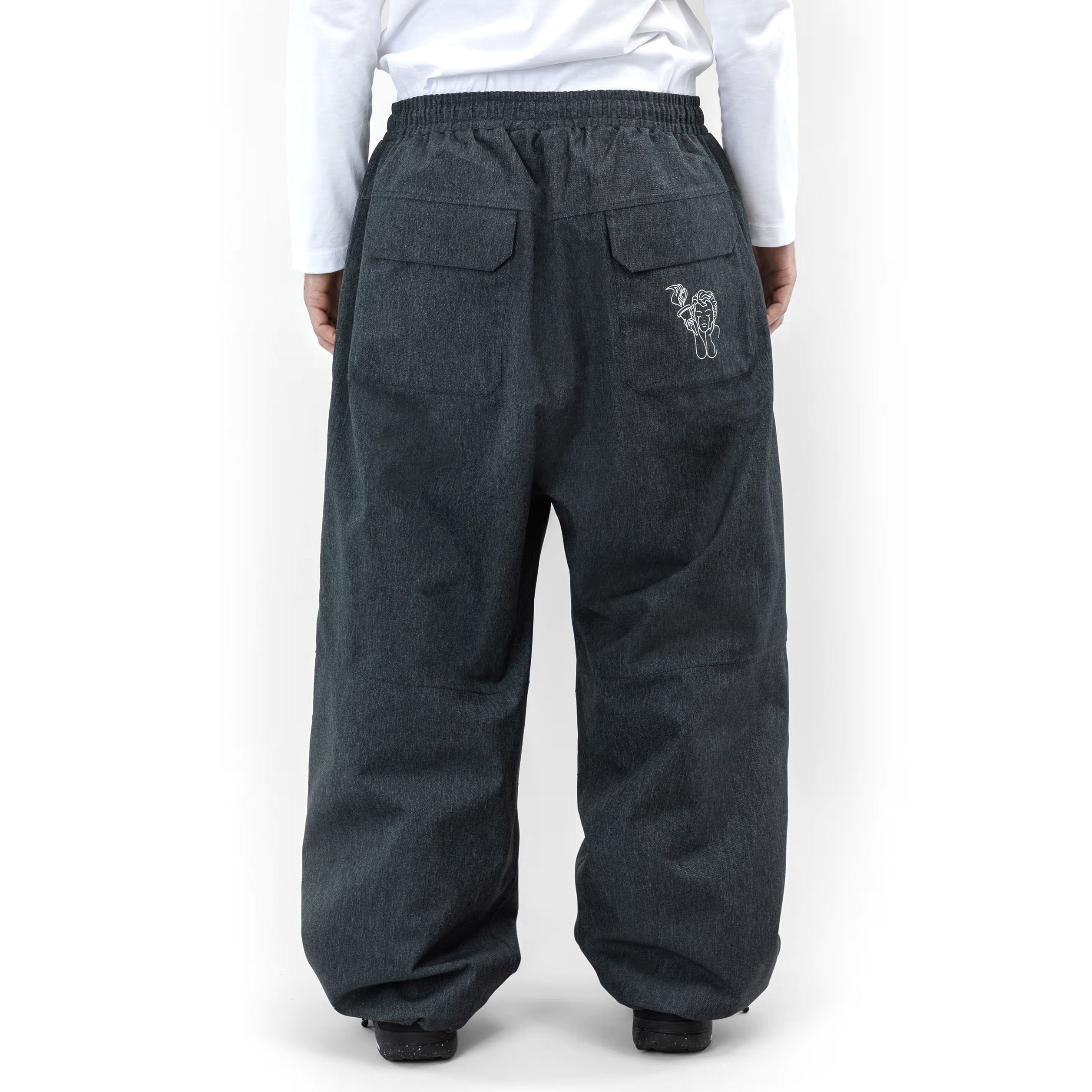 Beige Beyond Medals Park snowboard pant with a baggy fit on body back