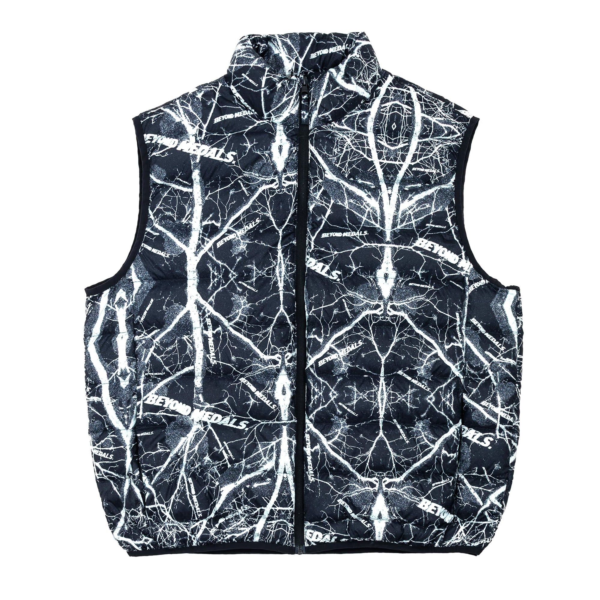 Black/blue Beyond Medals packable puffy vest