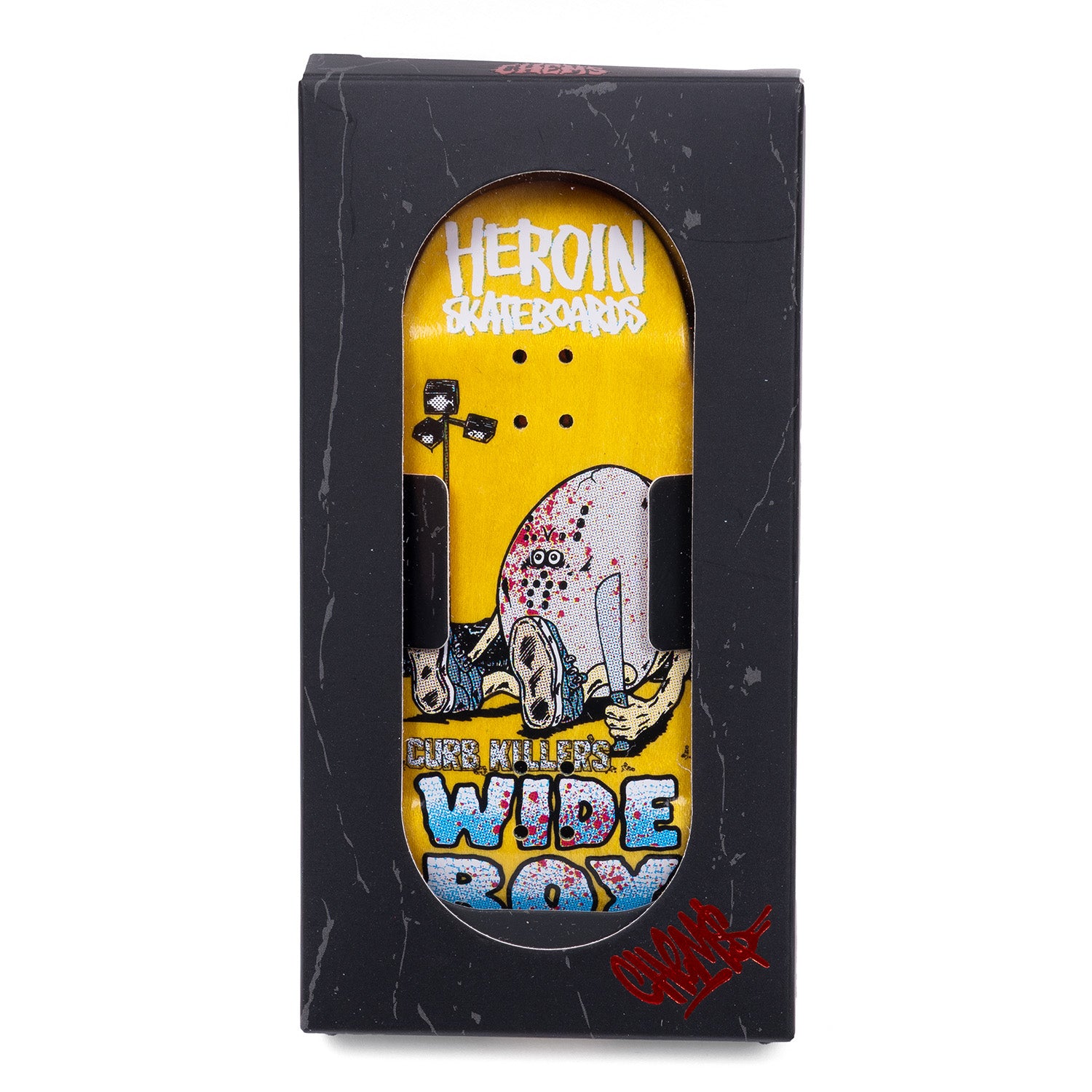 Curb Killer Chems x Heroin Collab Fingerboard Deck Packaging