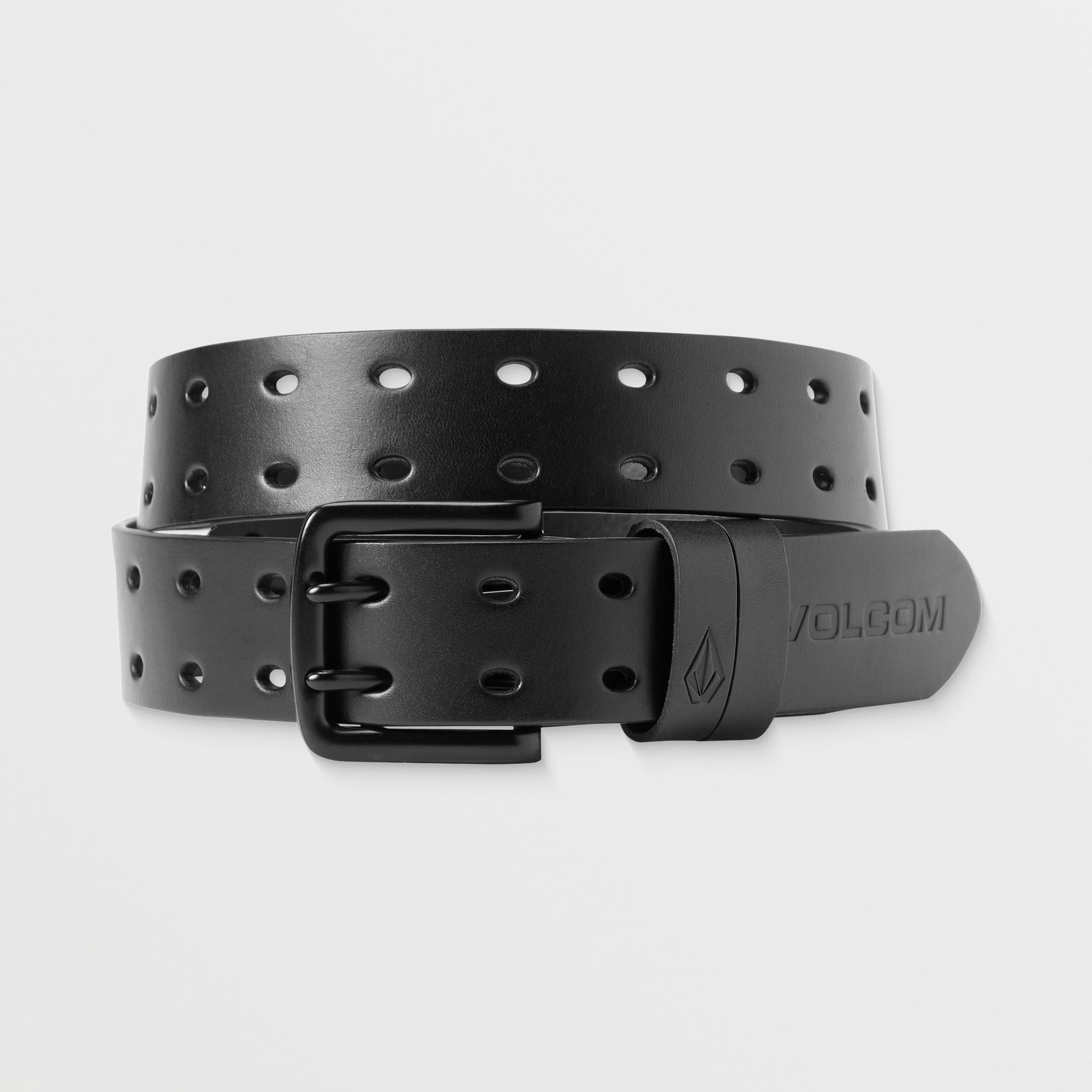 Black Two Spike Volcom Leather Belt