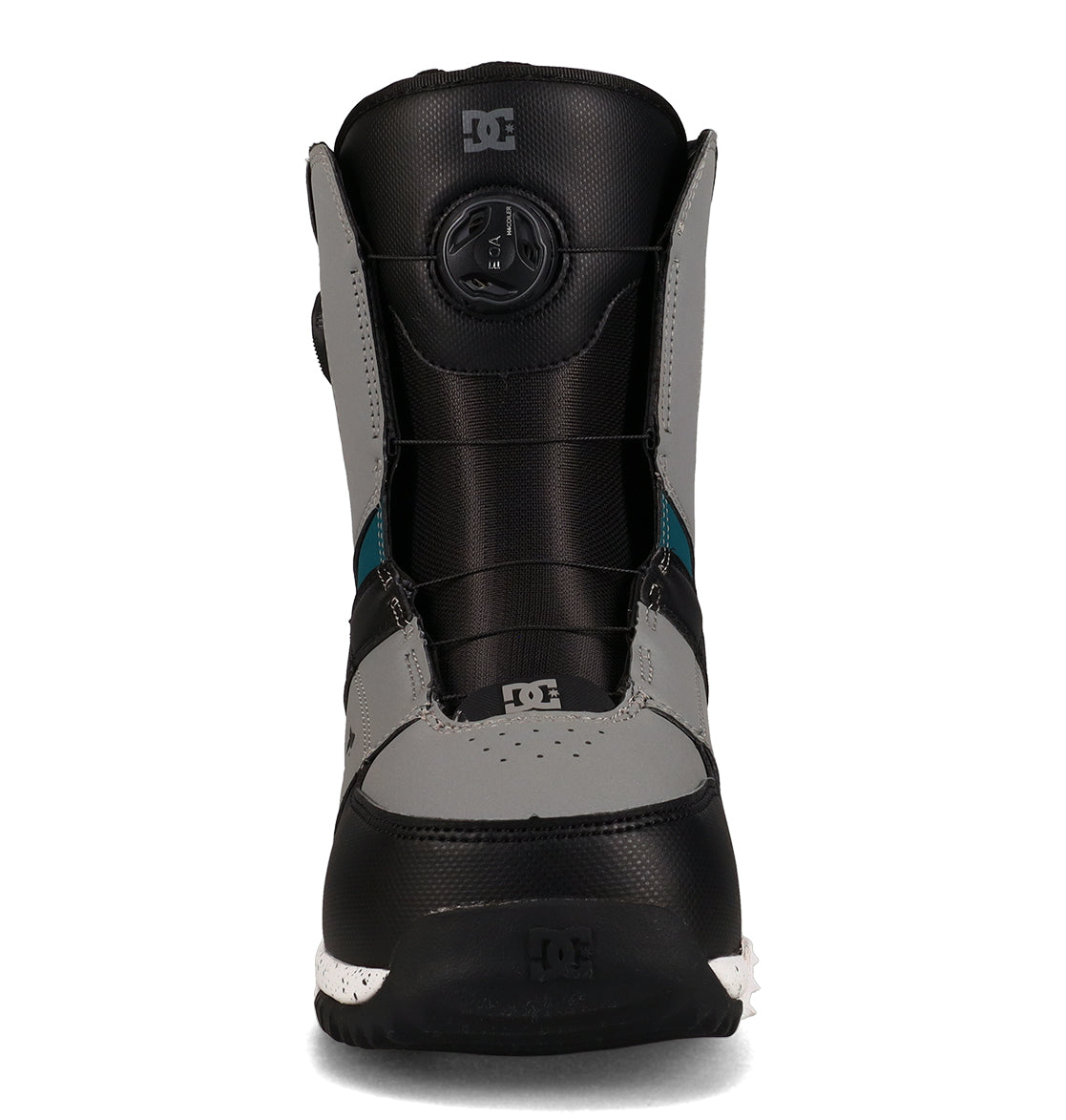 Black/Grey/Teal Control DC Snowboard Boots Front