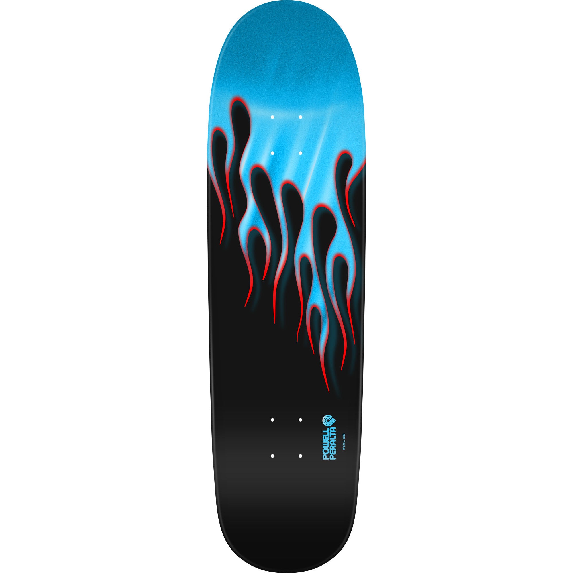 Powell Peralta Hot Rod Flames Reissue Skateboard Deck - Light Blue Foil