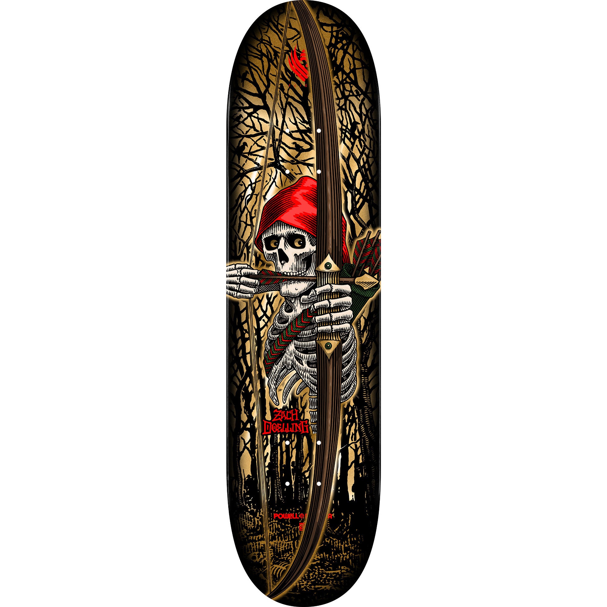 Powell Peralta Zach Doelling Archer Flight Skateboard Deck - Gold Foil(Shape 313)