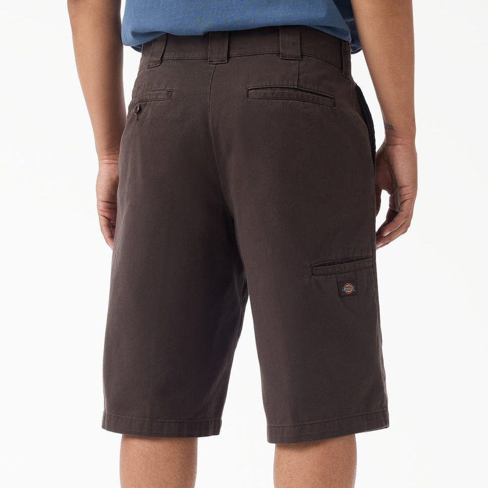 Dark Brown Loose Fit Worn In Dickies Shorts Back