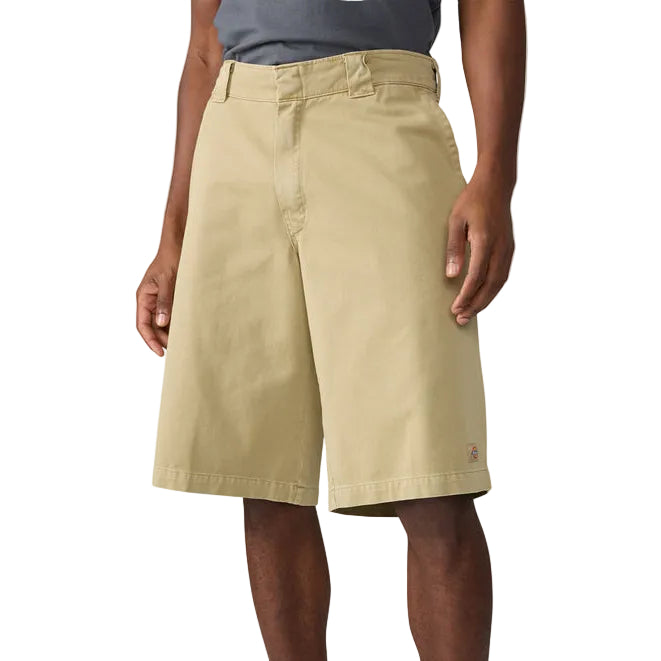 Khaki Worn In Loose Fit Dickies Shorts