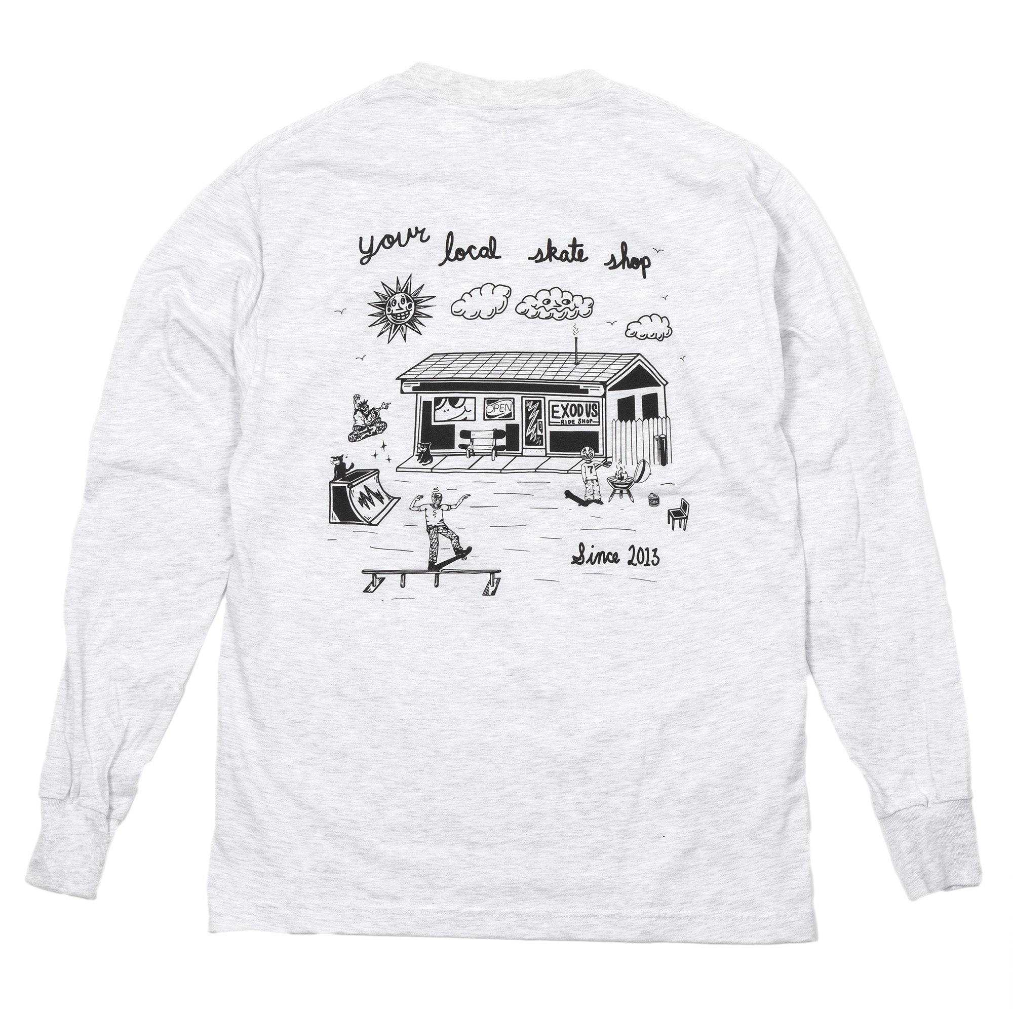 Heather Grey Exodus Your Local Long Sleeve Tee Back