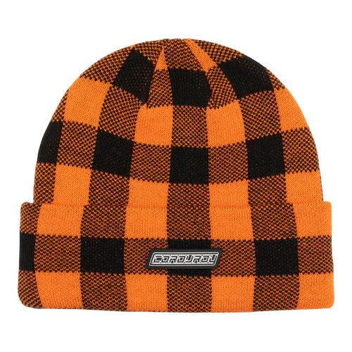 Orange Fuzz Corduroy Beanie