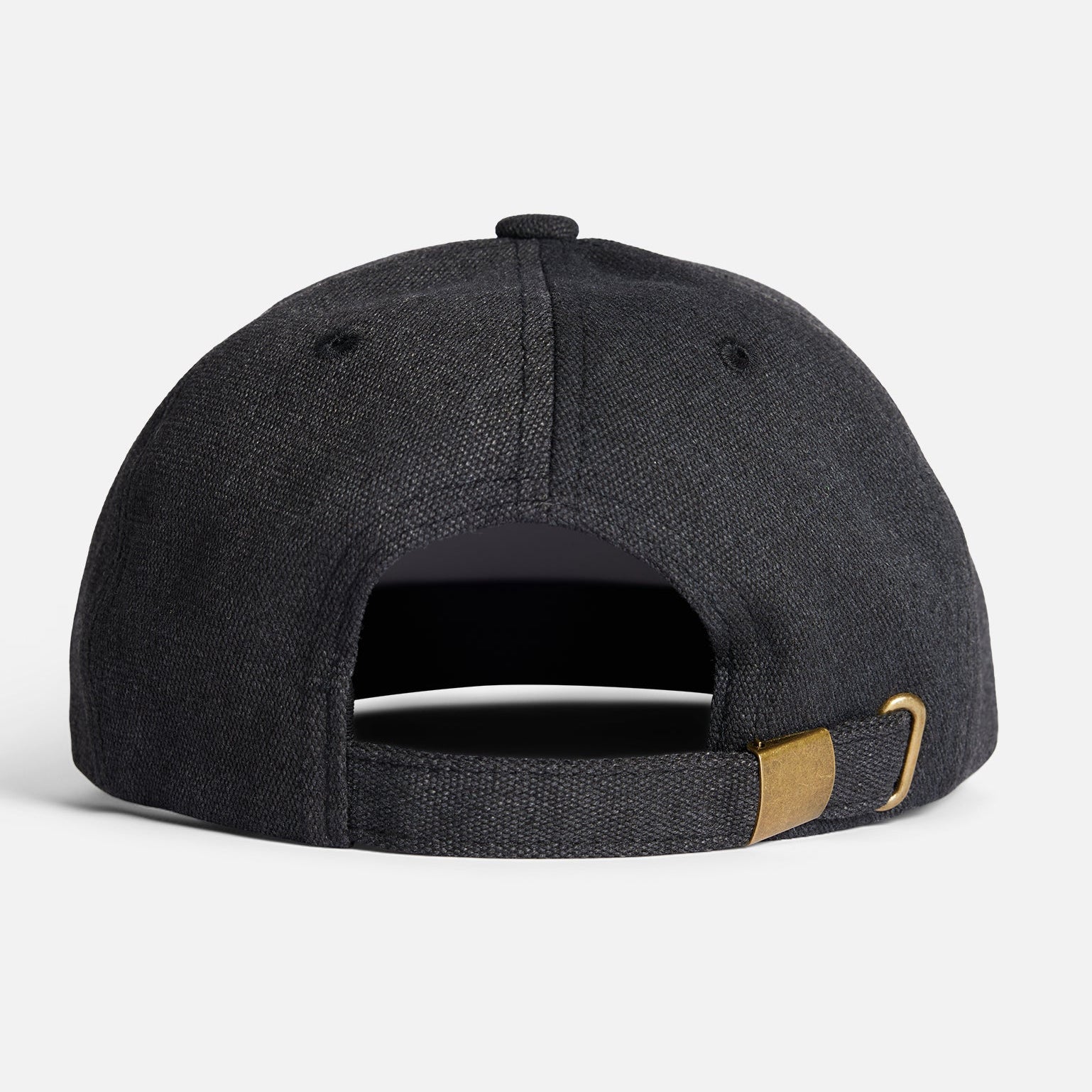Black Washed Canvas Autumn Strapback Hat Back
