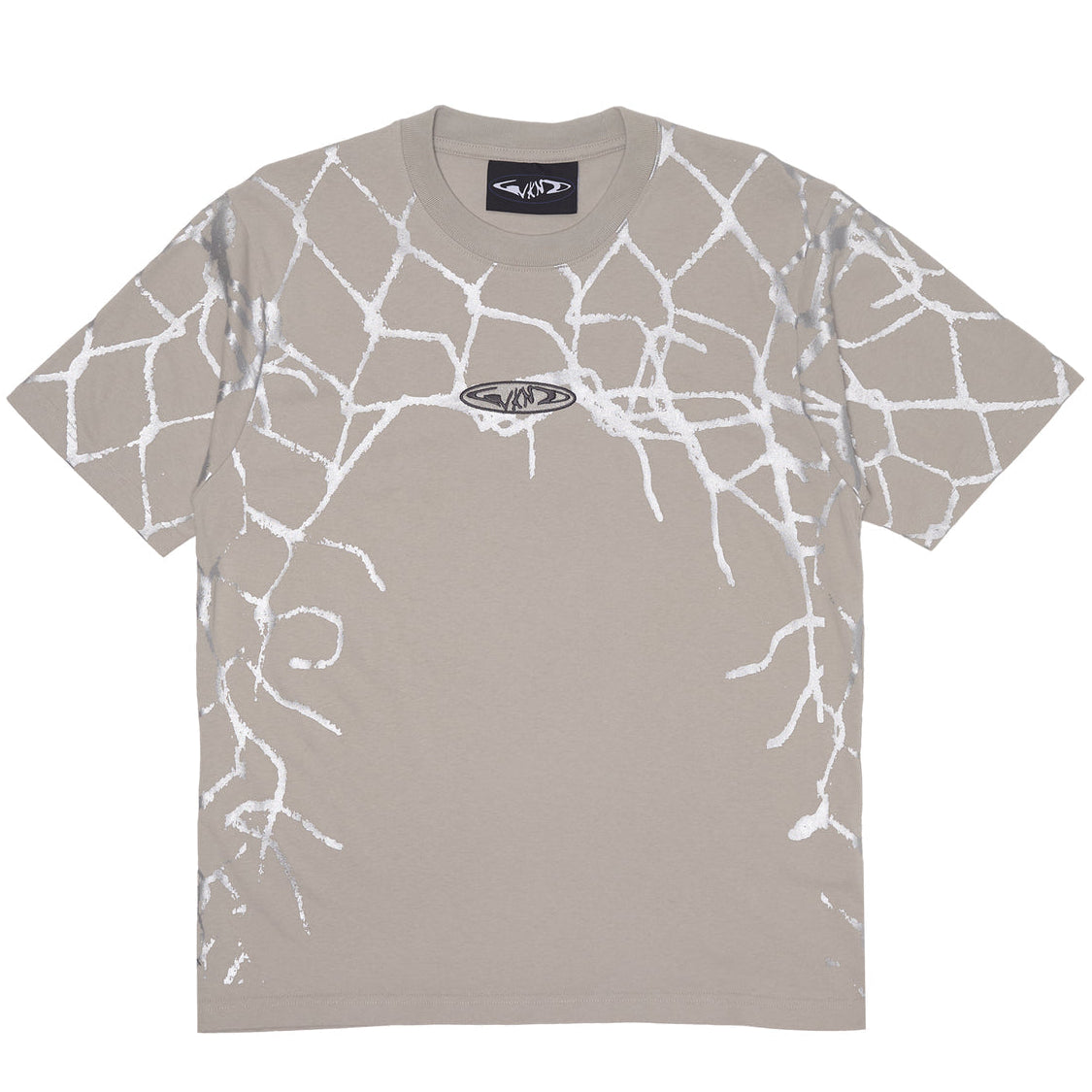 Mist beige WKND oversize print chain link tee