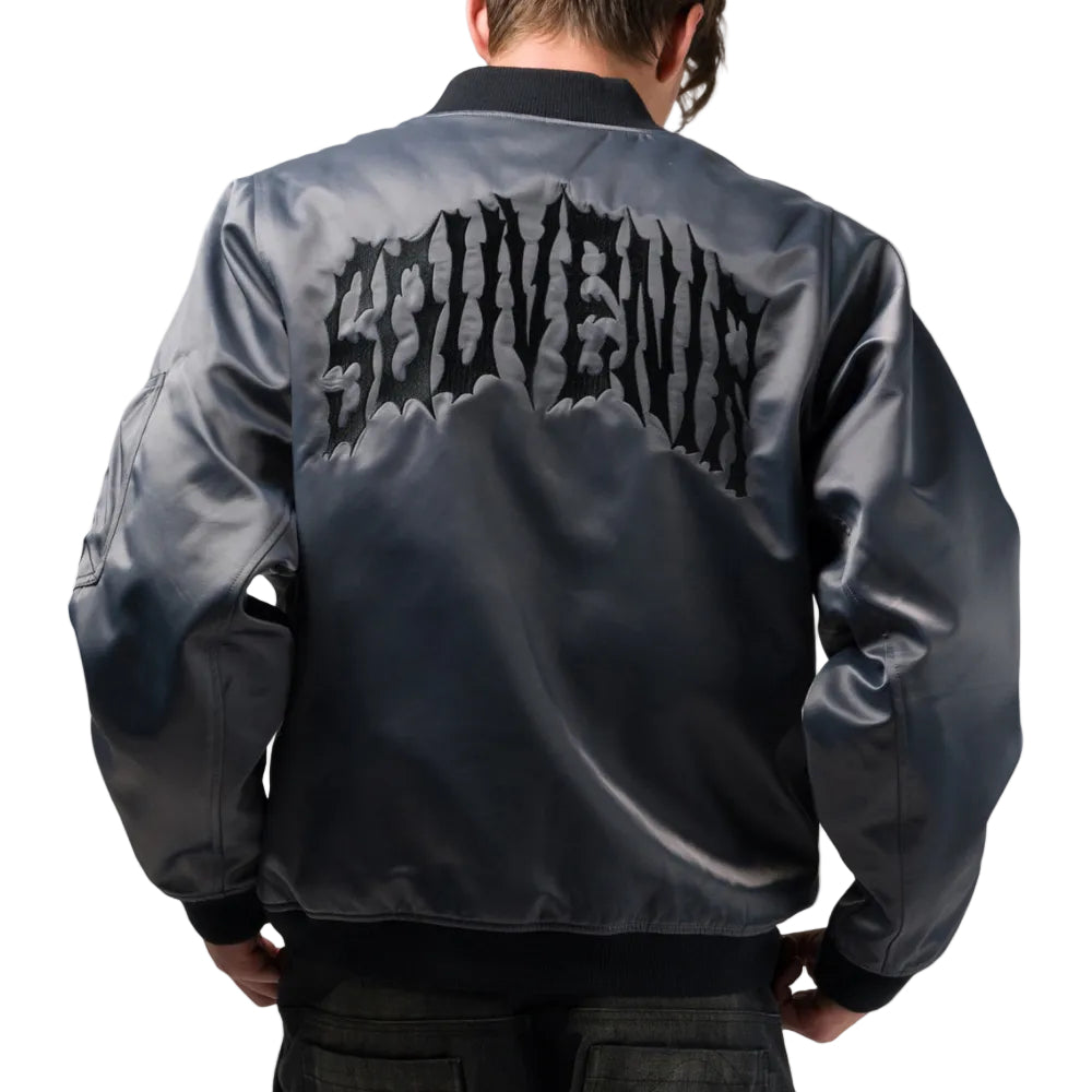 Wolf Grey Flight Bomber Souvenir Jacket