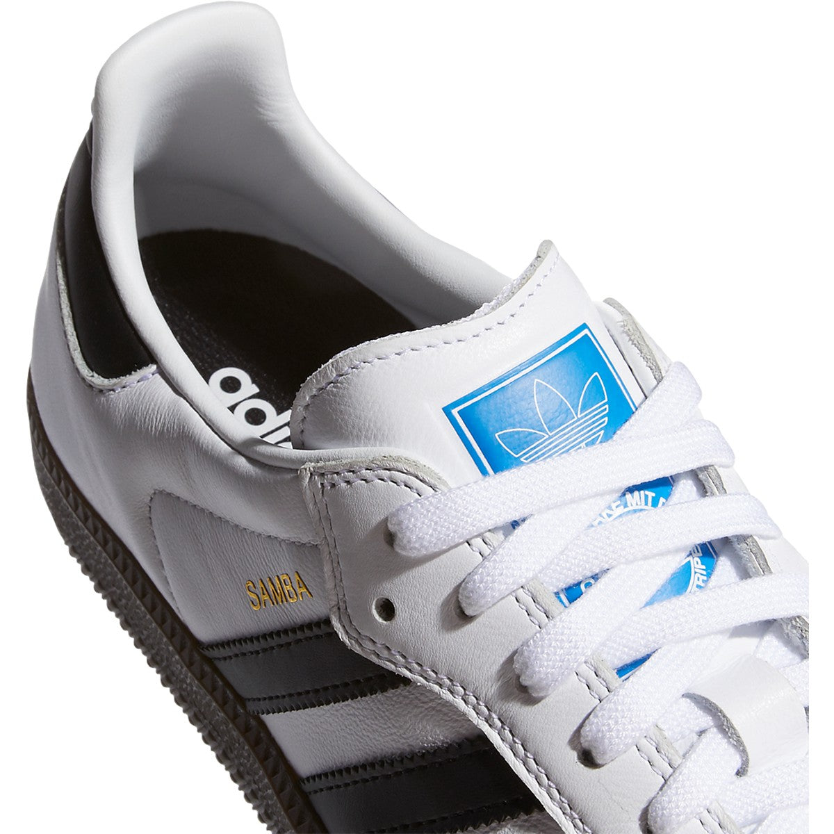White/Black Samba ADV Adidas Skateboarding Shoe Detail