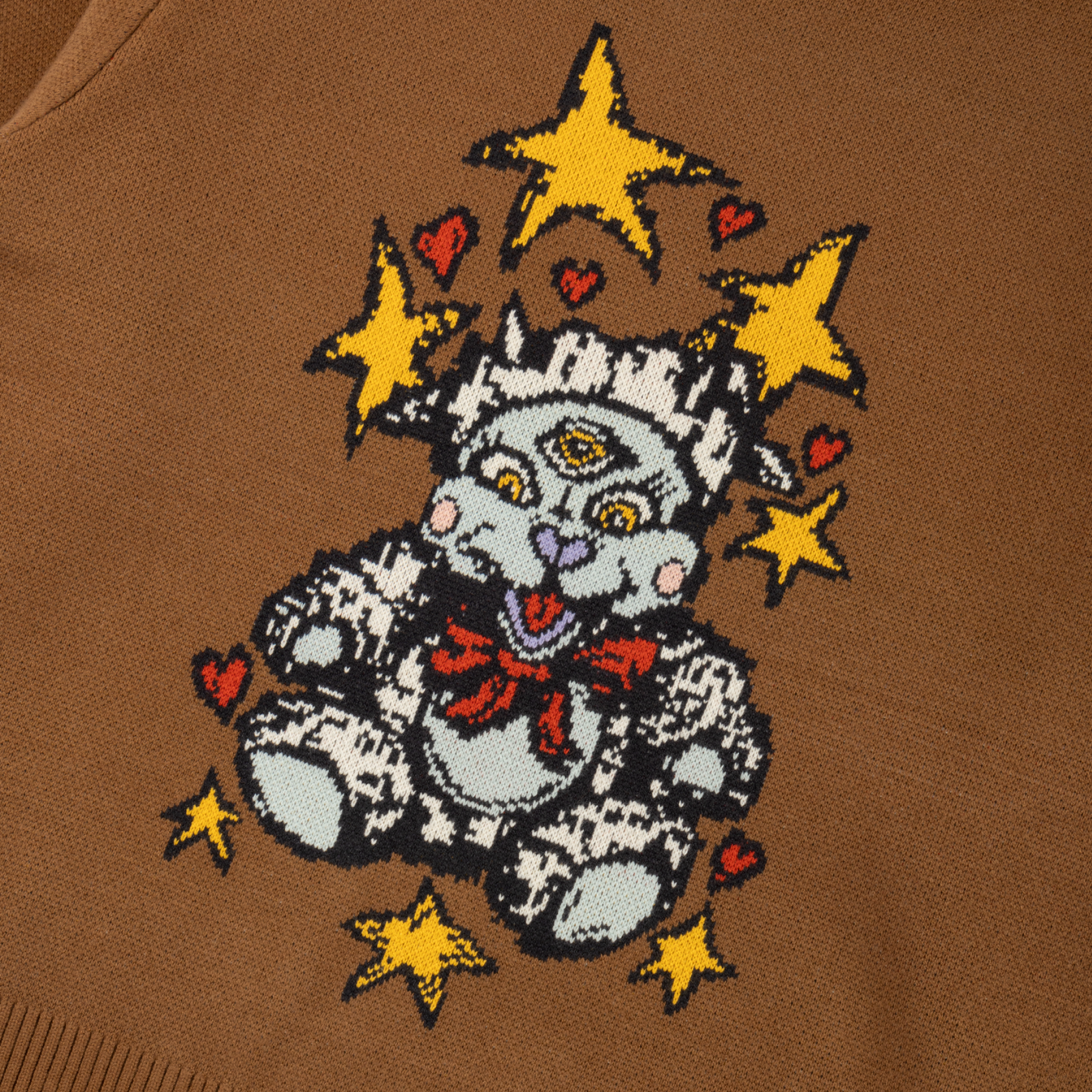 Brown Lamby Knit Welcome Skateboards Sweater Detail