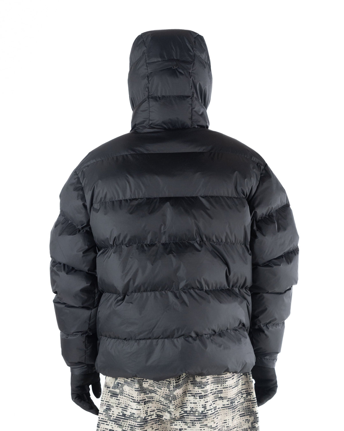 Black Howl puffy jacket on model back view