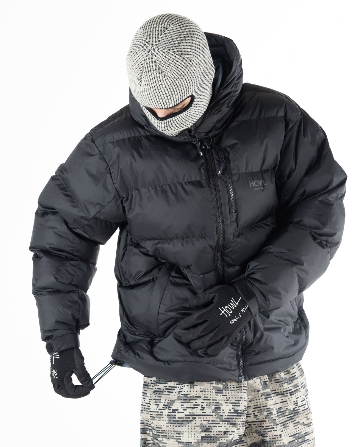 Black Howl puffy jacket with cinch waist