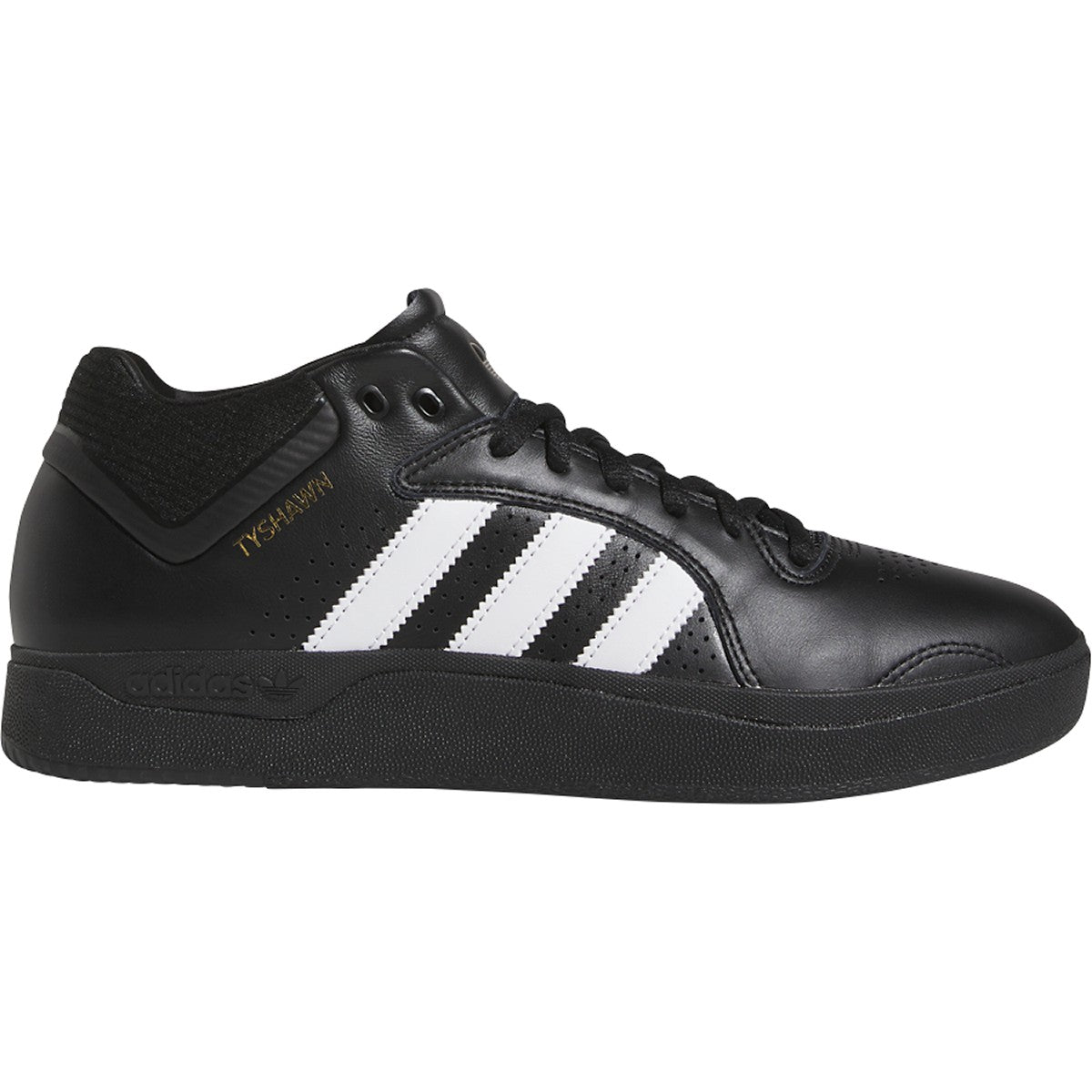 Adidas Tyshawn Skate Shoe - Core Black/White/Gold Metallic