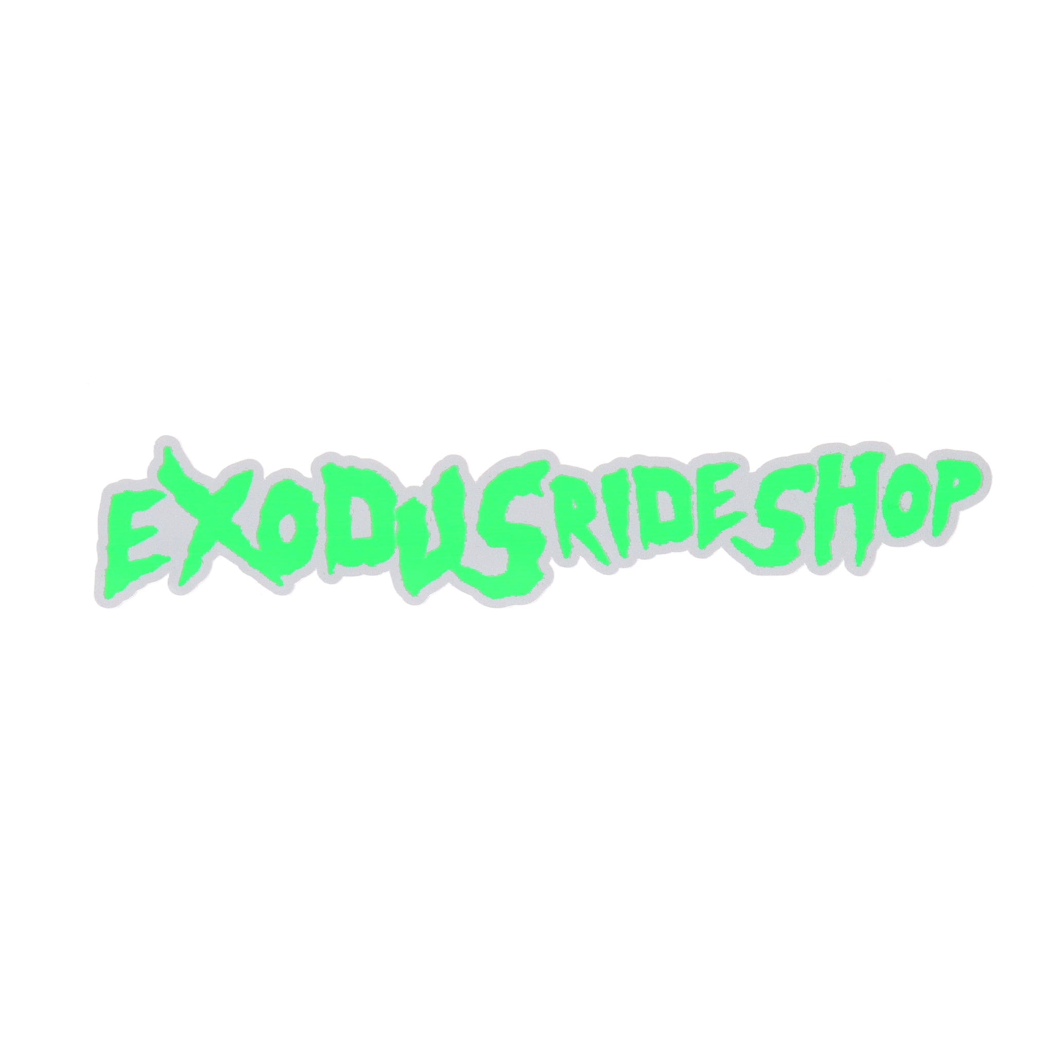 Grey and green Exodus Ride Shop FA Skimask skate and snowbaord sticker