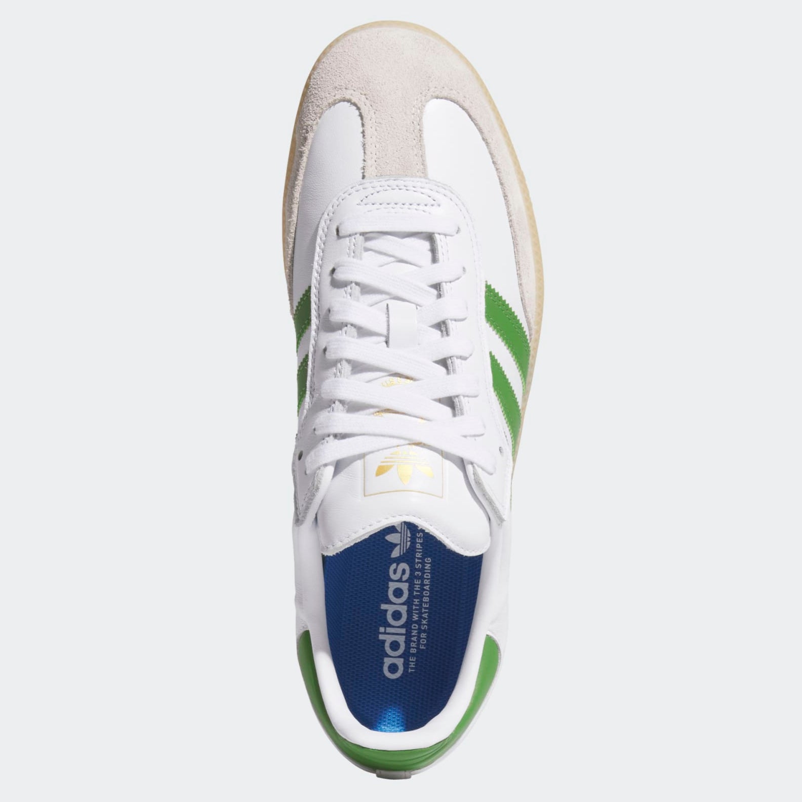 White/Green/Gum Samba ADV Adidas Skate Shoe Top