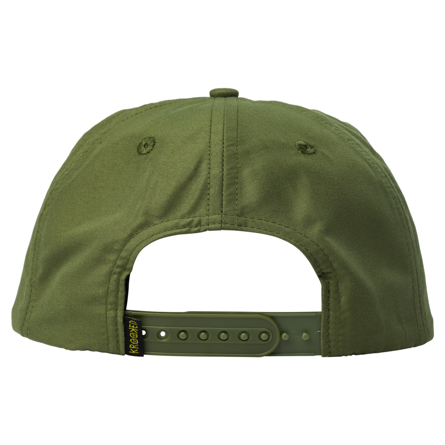 Krooked Skulls N Teeth Snapback Hat - Army Green/White