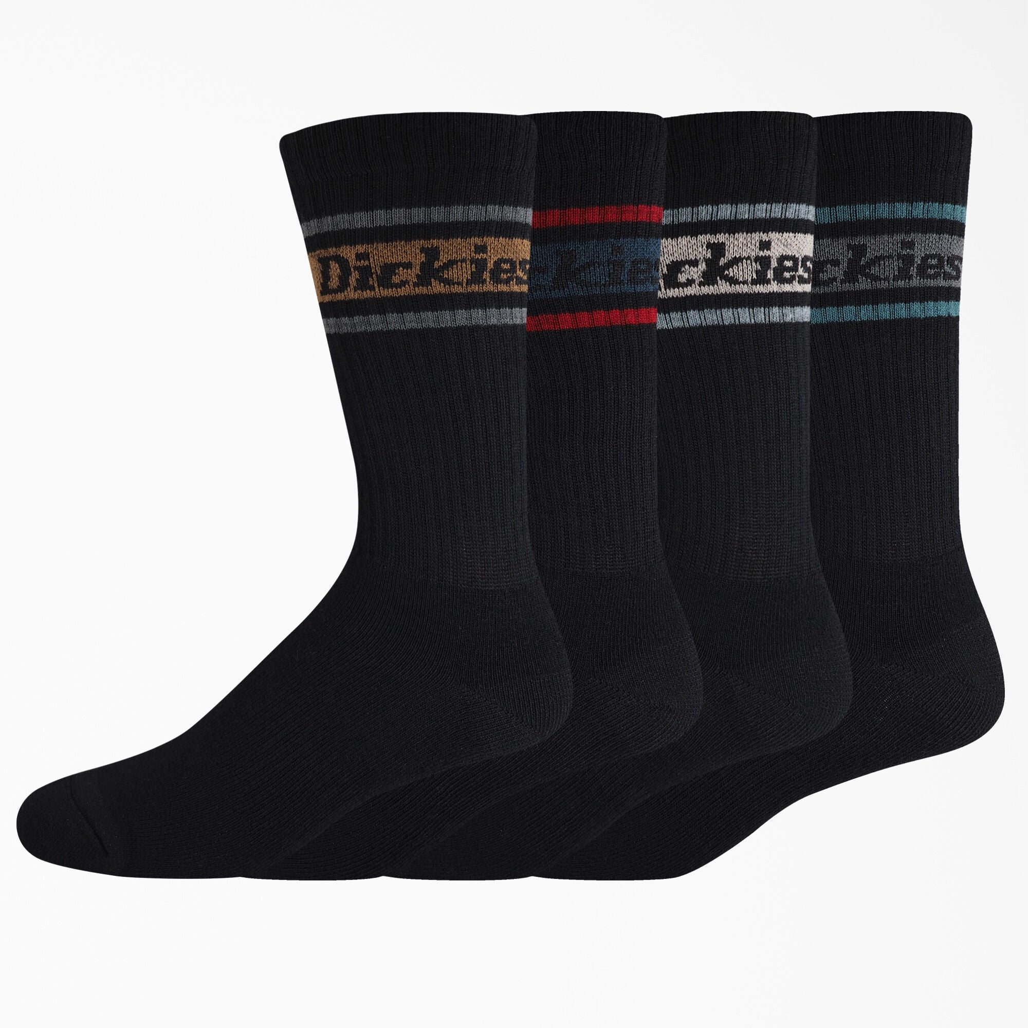 Dickies Rugby Stripe 4-Pack Crew Socks - Black