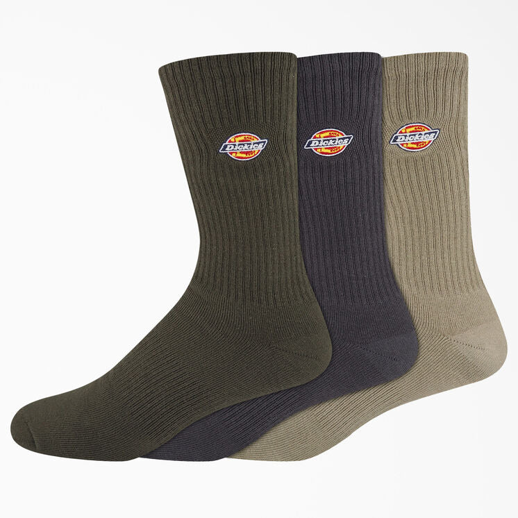 Dickies Embroidered 3-Pack Crew Socks - Assorted Colors