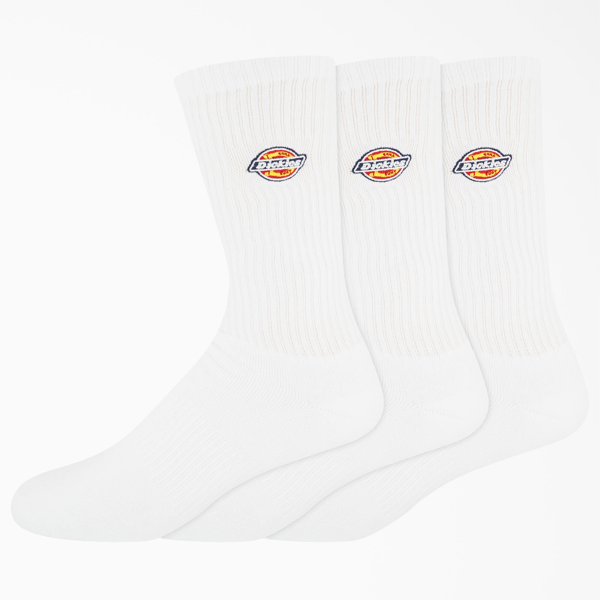 White 3-pack Dickies Embroidered Crew Socks