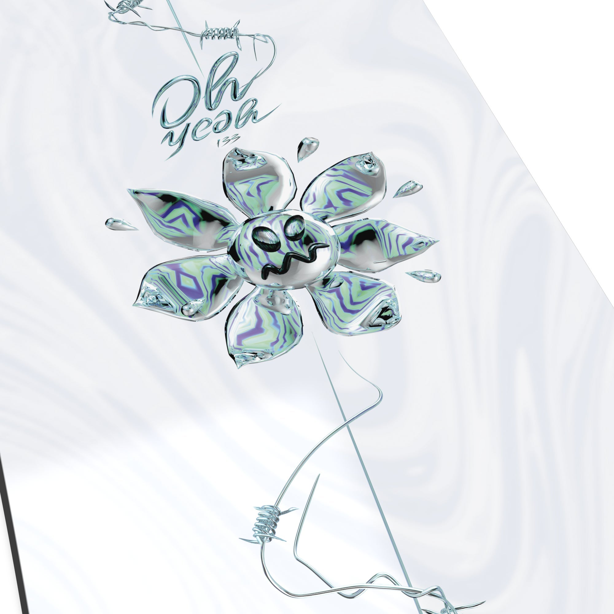 Kids Salomon Oh Yeah Grom Snowboard 2026 close up of the metal flower design