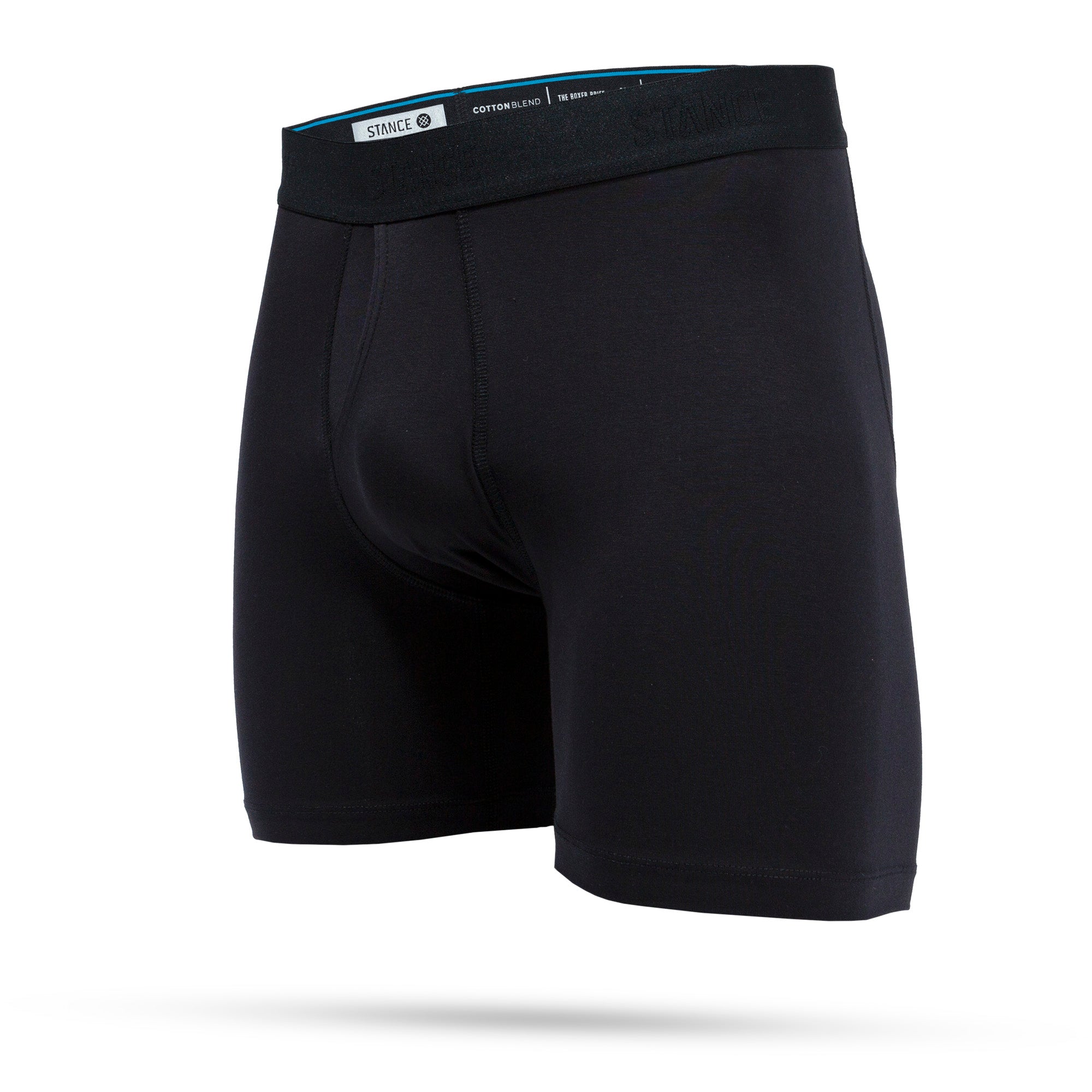 Black Cotton Blend Standard Stance Boxers