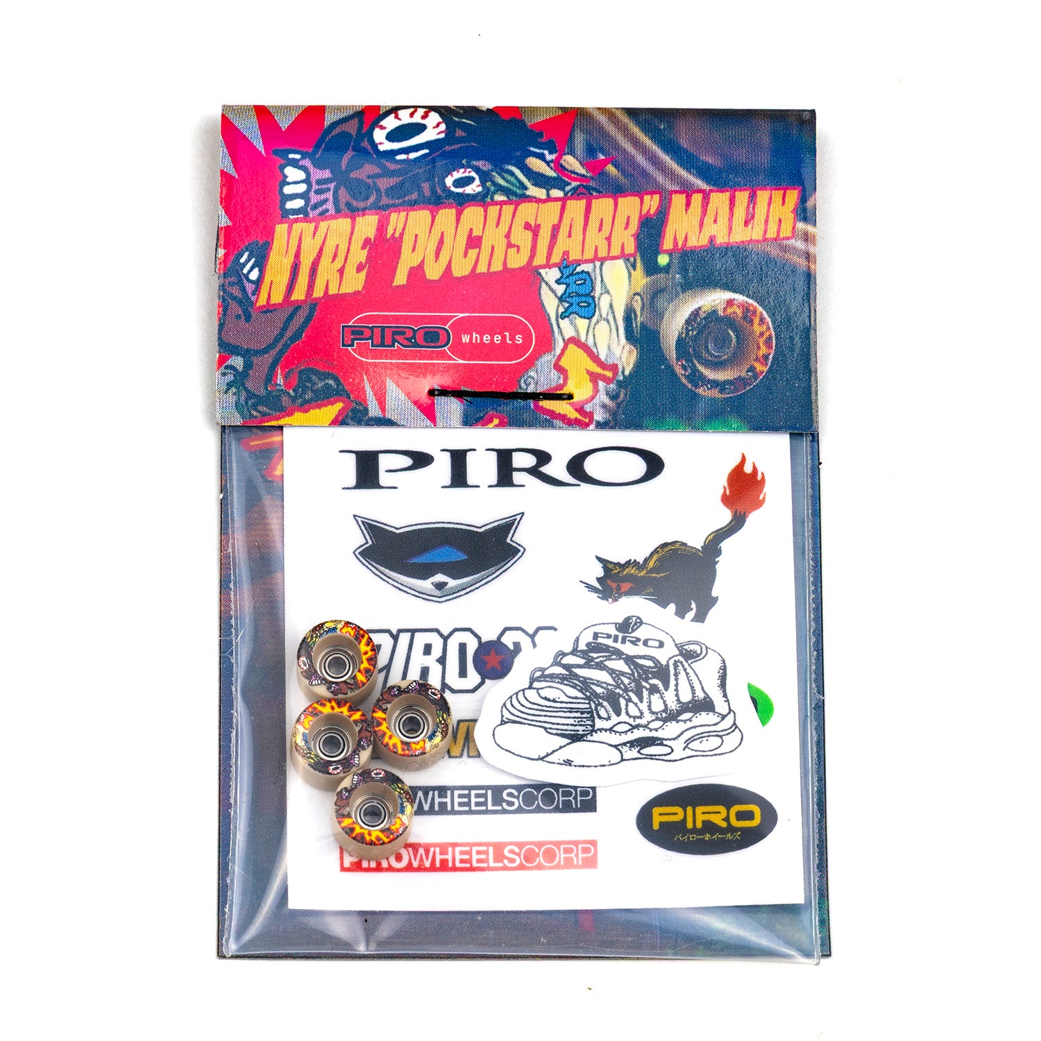 Tan Pock Pro Piro fingerboard wheels with packaging and stickers included