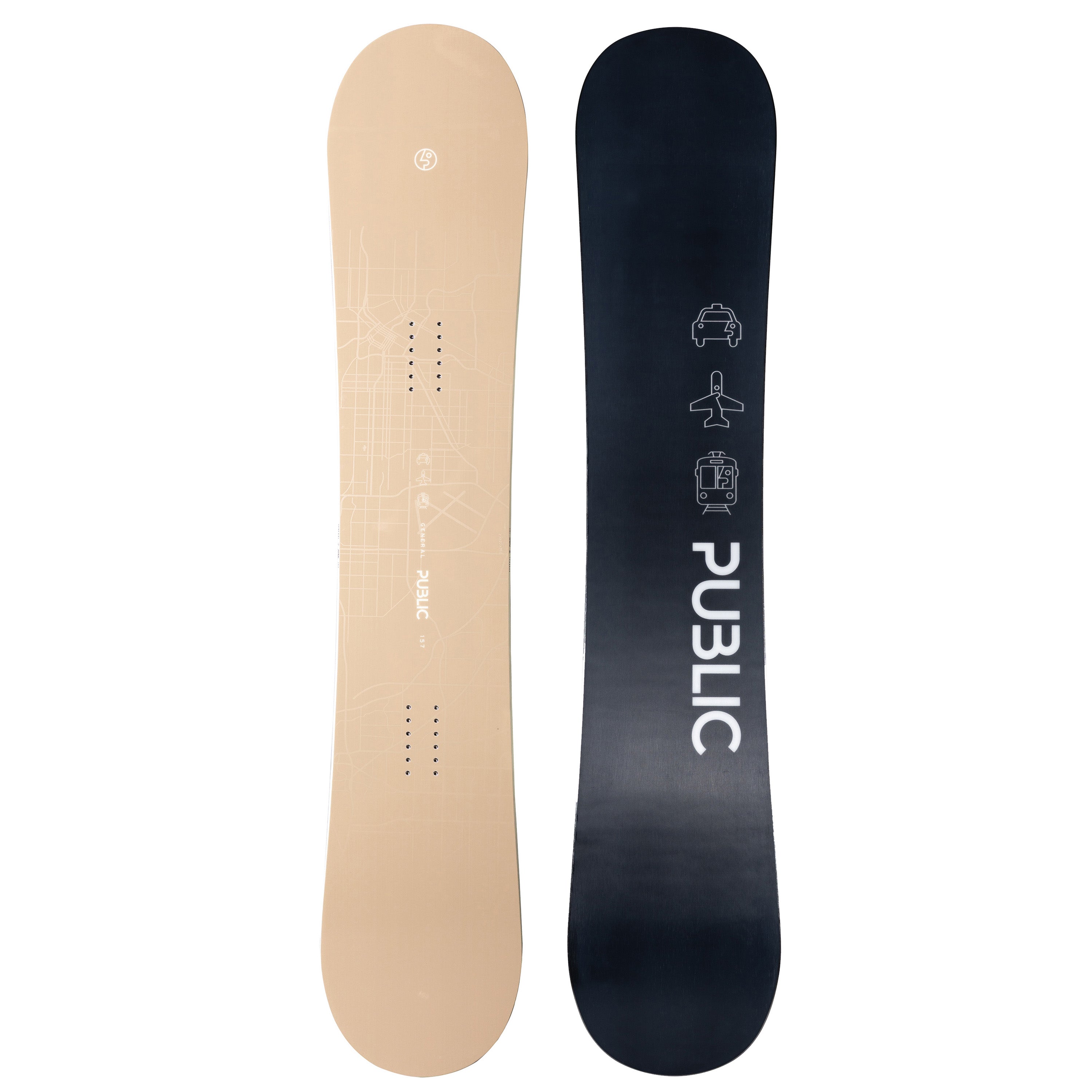 2026 Public General 157 Snowboard with Beige Top and Black Base