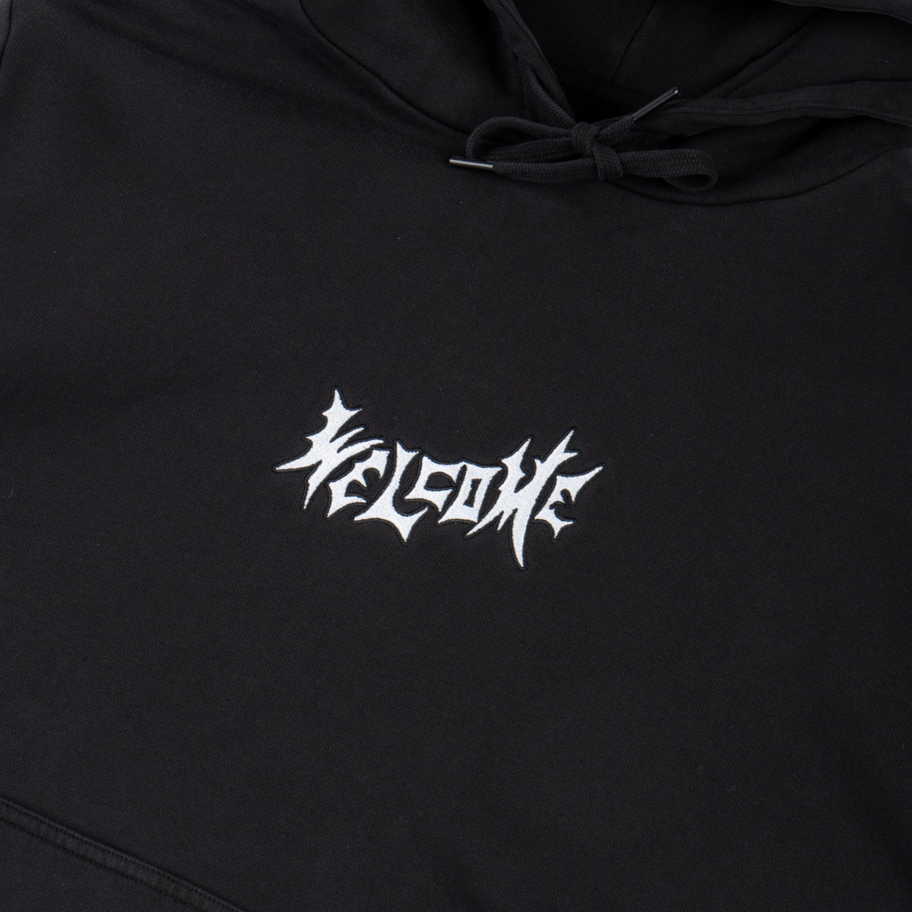 Vintage Black Welcome Skateboards Vampire Hoodie Detail